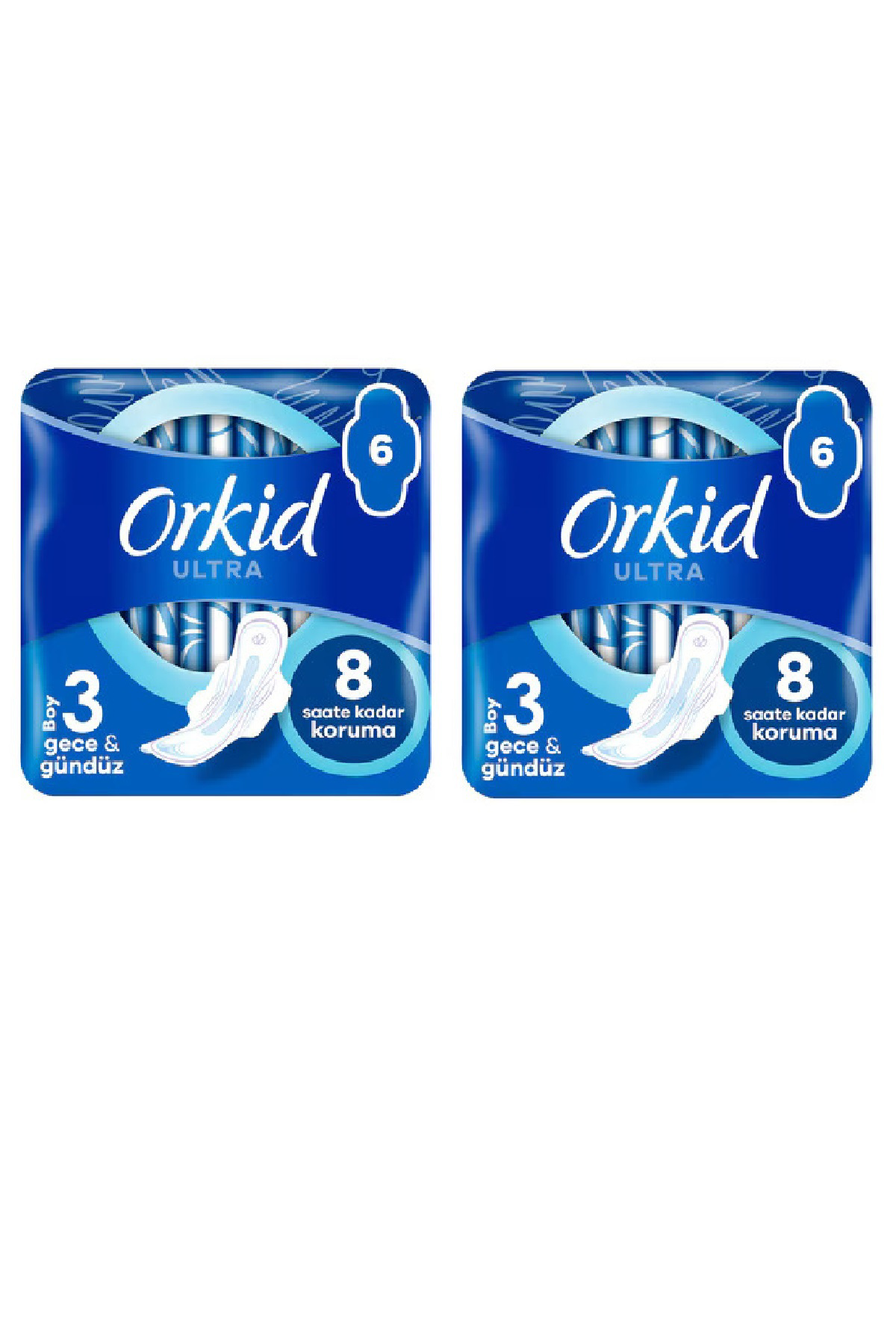 Orkid Ultra Gece & Gündüz (Boy 3) 6 Adet Hijyenik Ped X 2 Adet