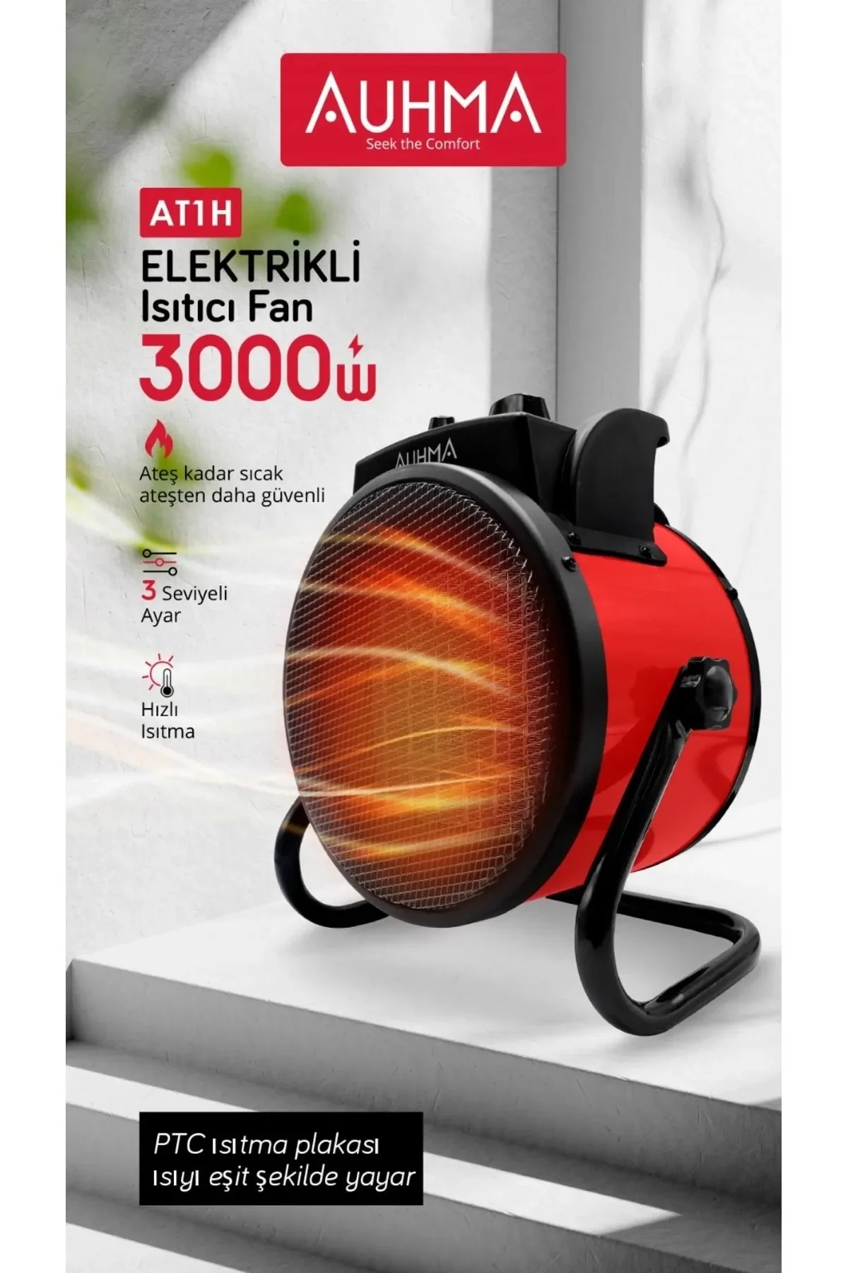 Ultra Güçlü 3000 Watt Taşınabilir Elektrikli Portatif Isıtıcı Soba Sıcak Hava Üfleyen Fan Radyatör