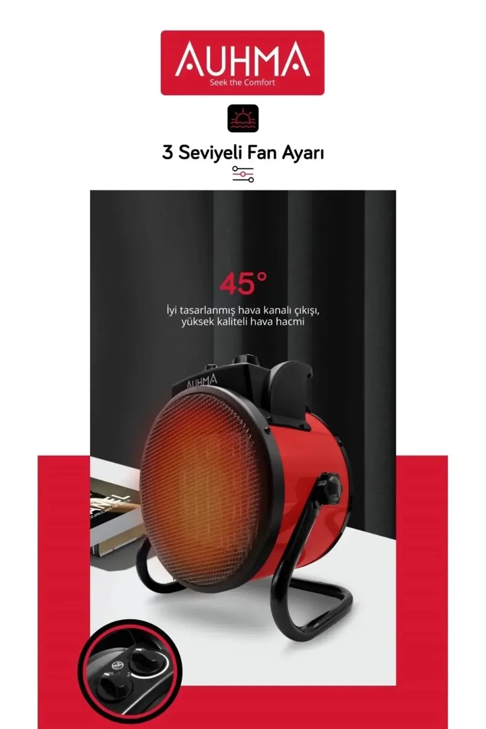 Ultra Güçlü 3000 Watt Taşınabilir Elektrikli Portatif Isıtıcı Sob