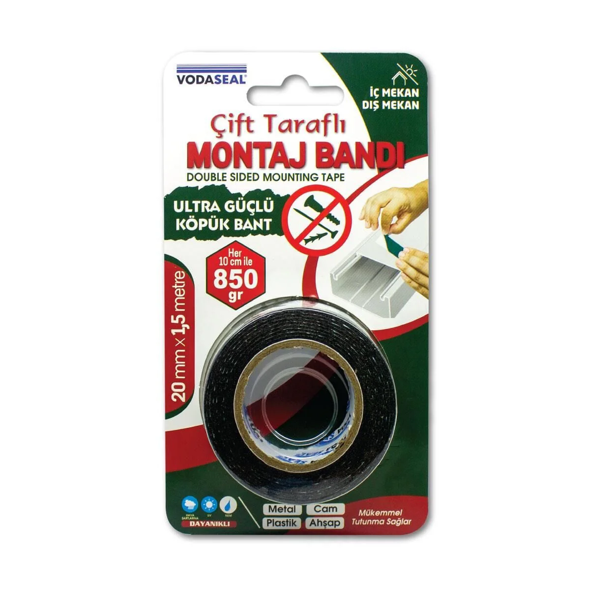Ultra Güçlü Çift Taraflı Köpük Bant 20 mm x 1,5 Metre
