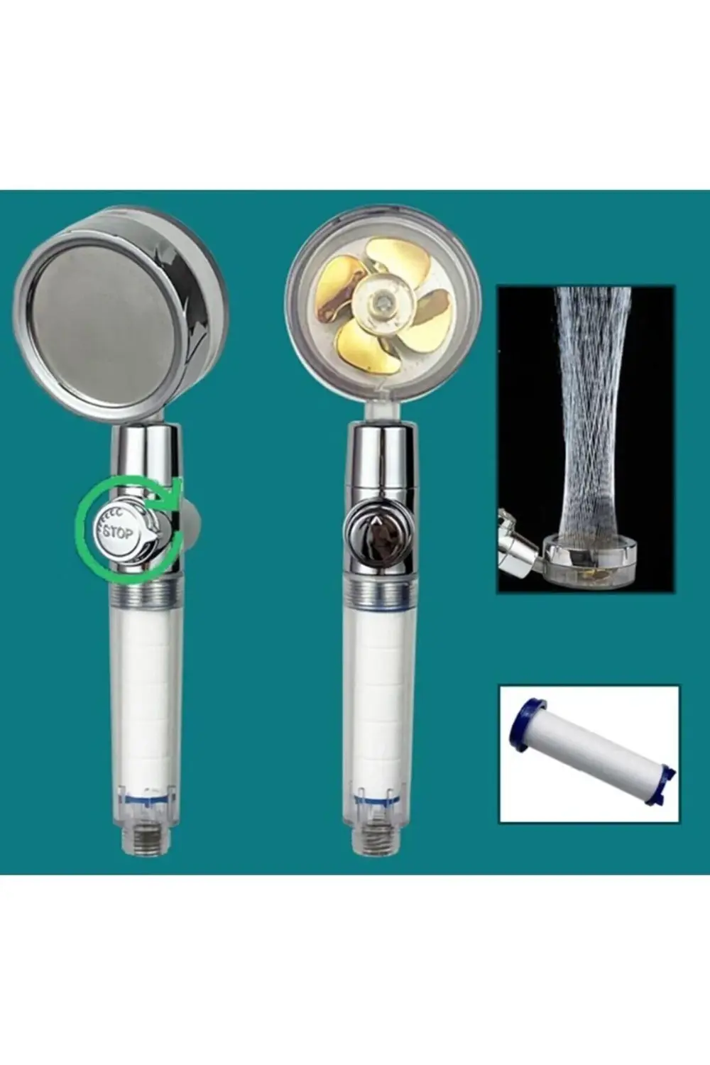 Ultra Güçlü Filtreli Pervaneli Duş Başlığı - Yüksek Basınçlı Su T