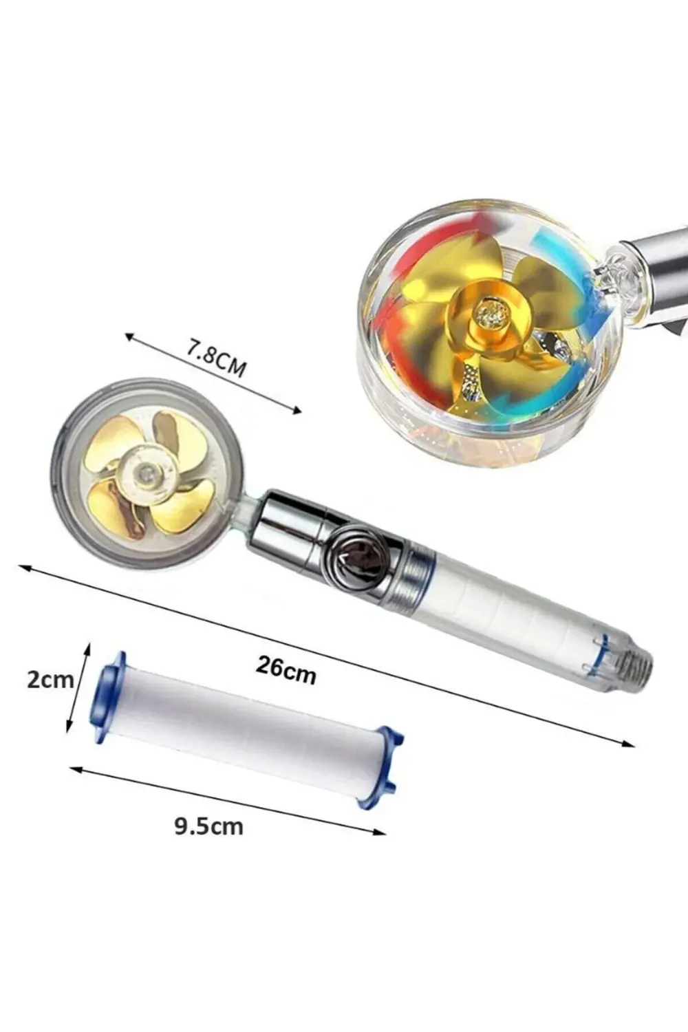 Ultra Güçlü Filtreli Pervaneli Duş Başlığı - Yüksek Basınçlı Su T