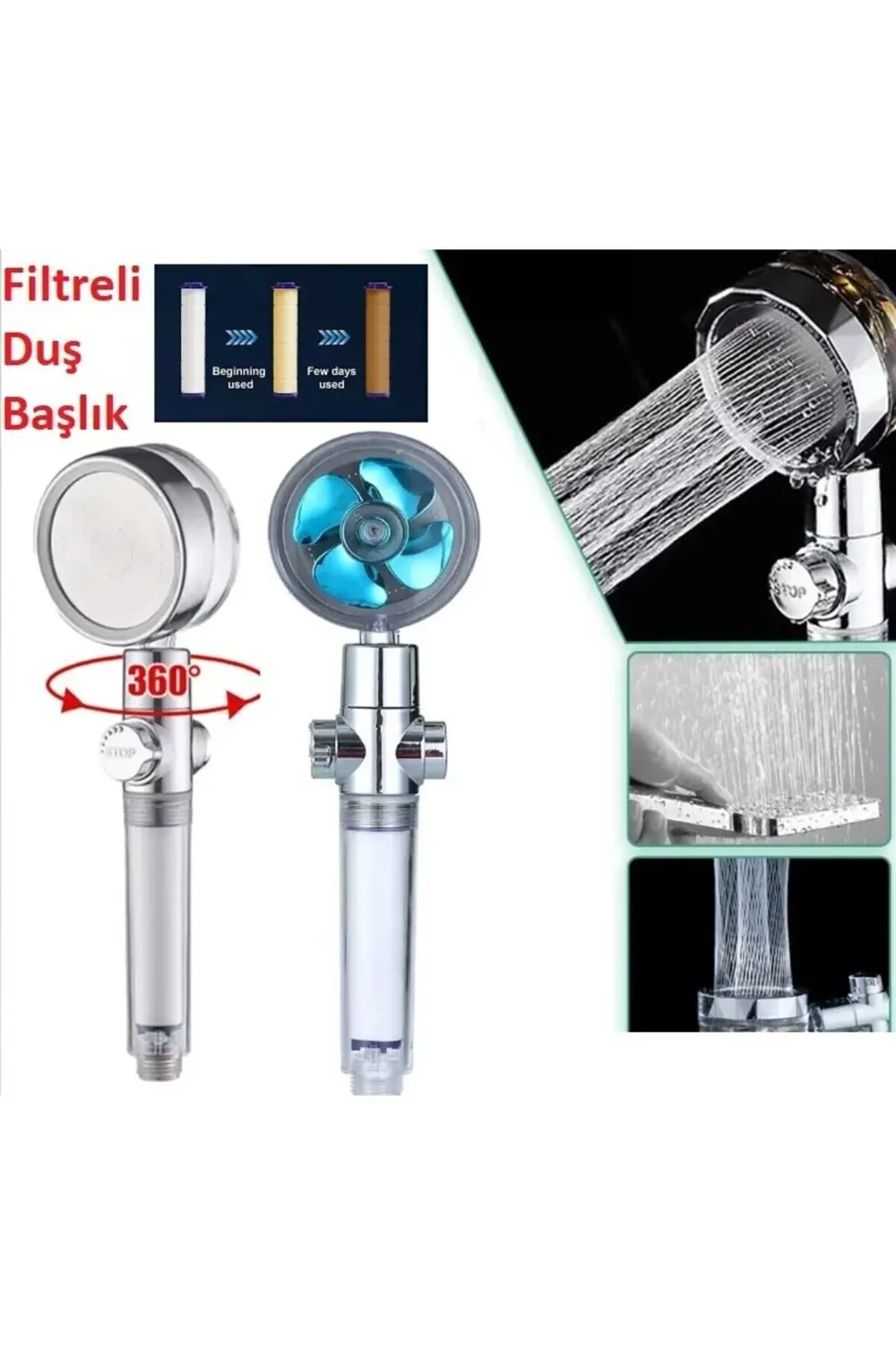 Ultra Güçlü Filtreli Pervaneli Duş Başlığı - Yüksek Basınçlı Su T