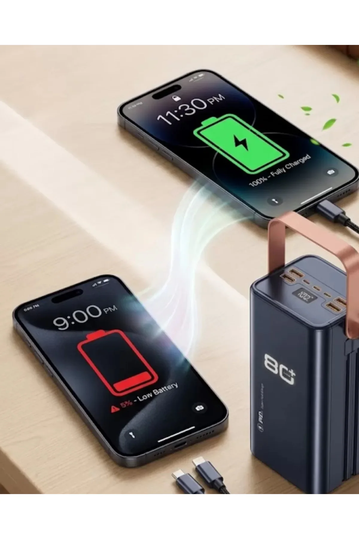 Ultra Güçlü Powerbank 80000 mAh Çoklu Cihaz Şarj Destekli LED Ekr