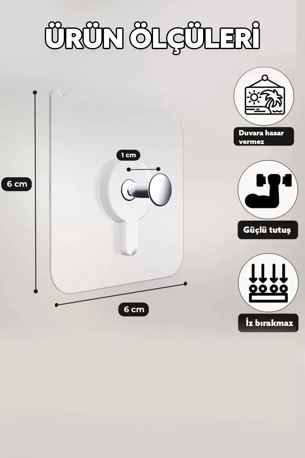 Ultra Güçlü Vantuzlu Askı Çerçeve Askısı Vidalı Kanca Yapışkanlı 