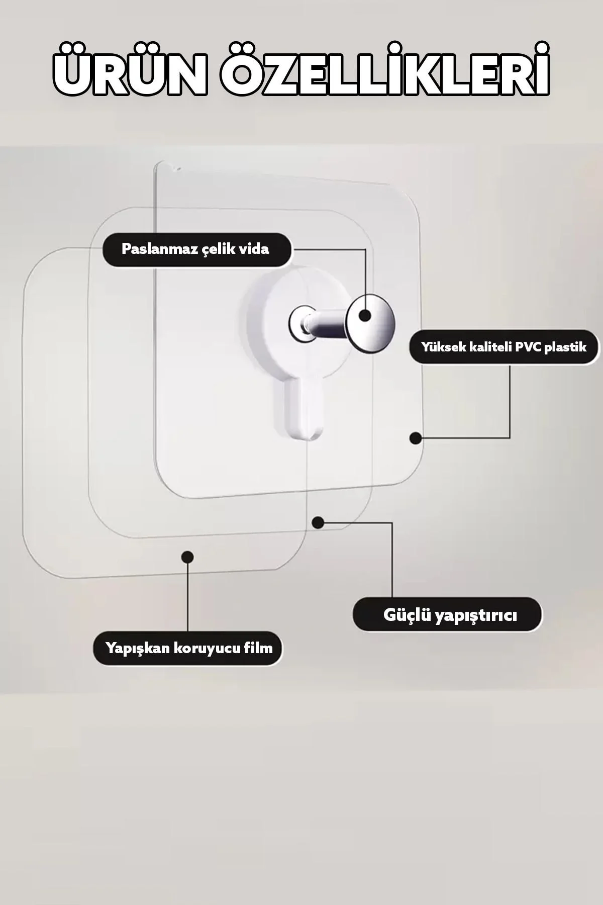 Ultra Güçlü Vantuzlu Askı Çerçeve Askısı Vidalı Kanca Yapışkanlı 