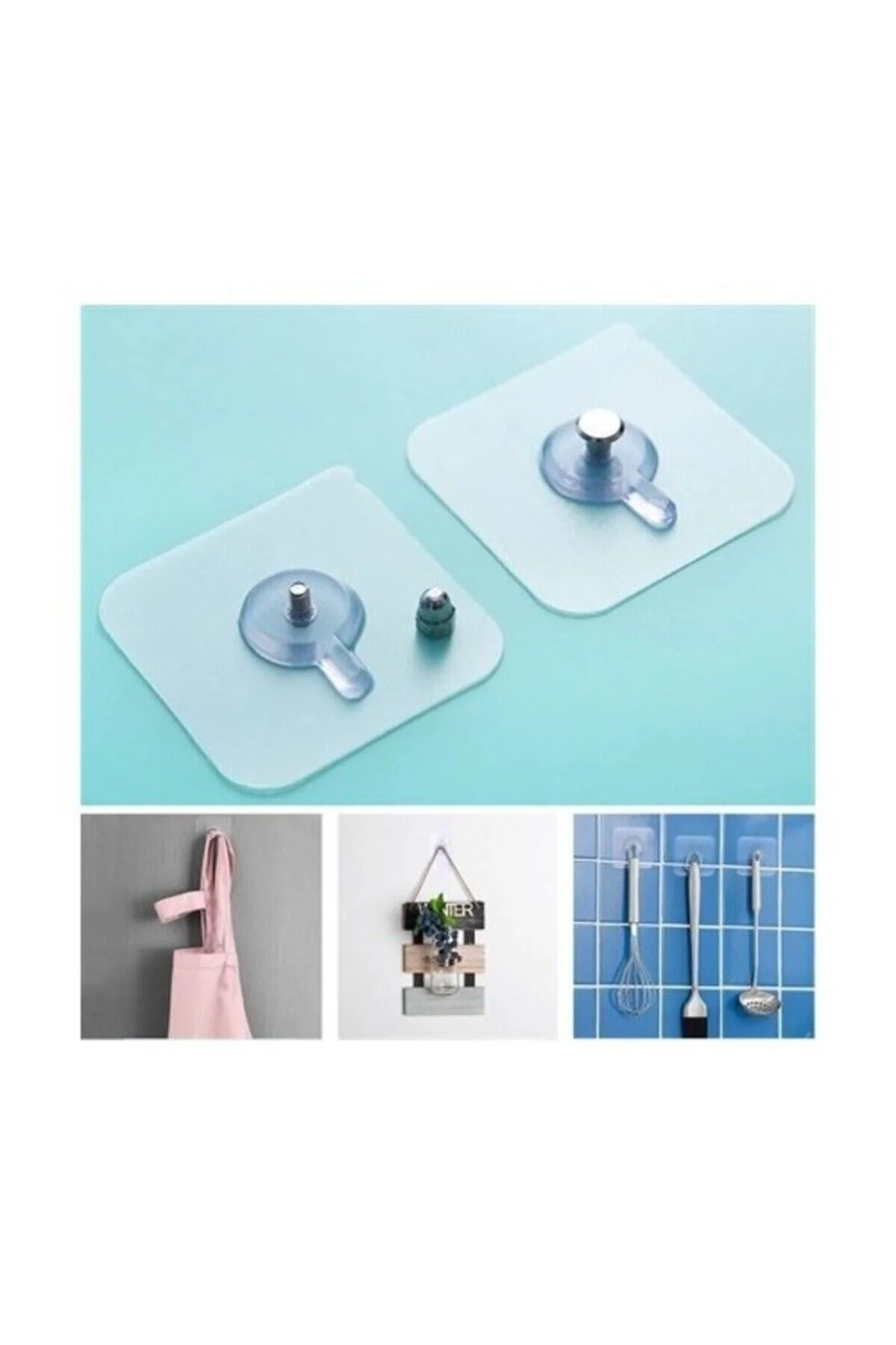 Ultra Güçlü Vantuzlu Askı Çerçeve Askısı Vidalı Kanca Yapışkanlı 