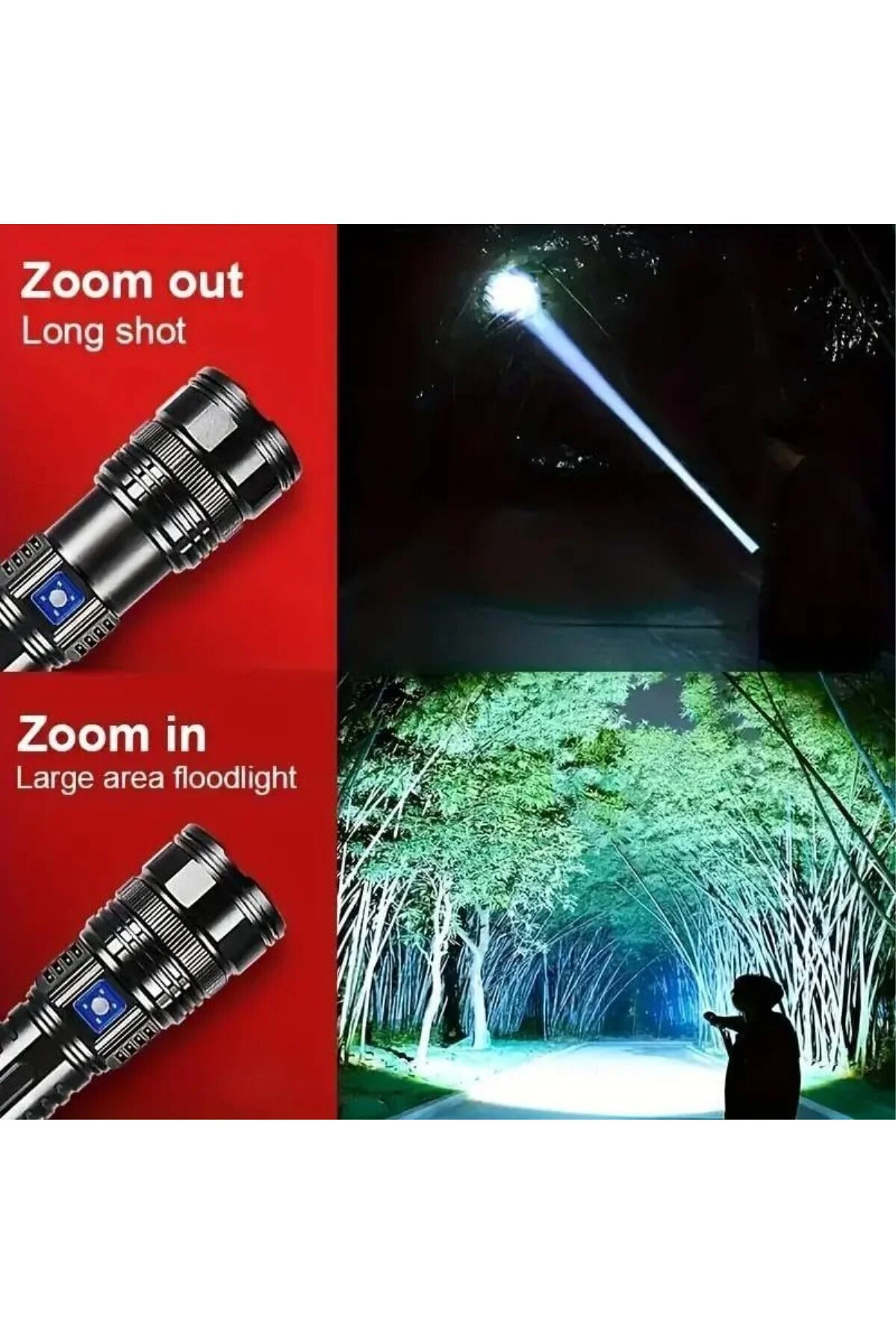 Ultra Güçlü Yüksek Parlaklık M80 LED Şarjlı El Feneri 6000mAh Pow