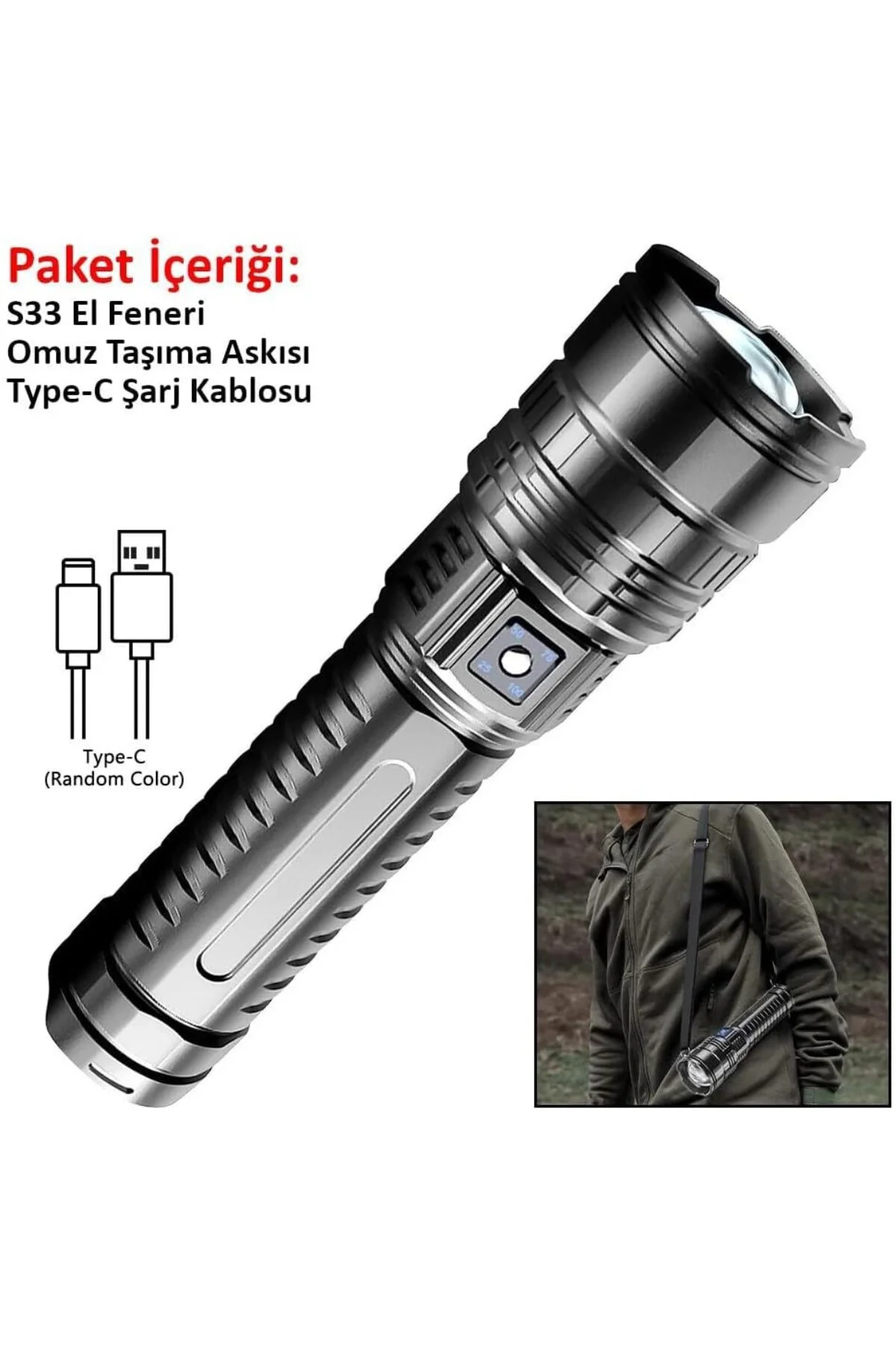 Ultra Güçlü Yüksek Parlaklık M80 LED Şarjlı El Feneri 6000mAh Pow