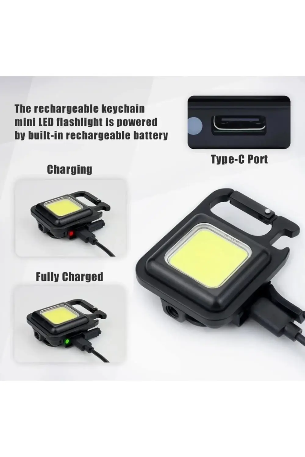 Ultra hafif Şarj Edilebilir Led, Anahtarlık El Feneri, Mıknatıslı