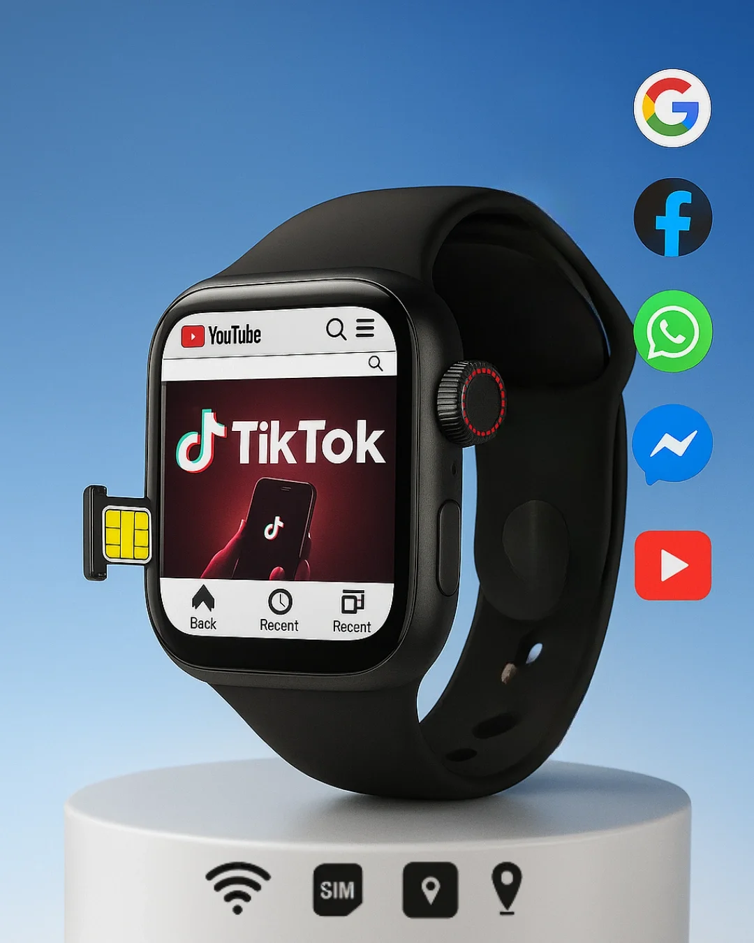 Ultra Hafif Smart Watch – WhatsApp Instagram Bildirimli, SIM Dest
