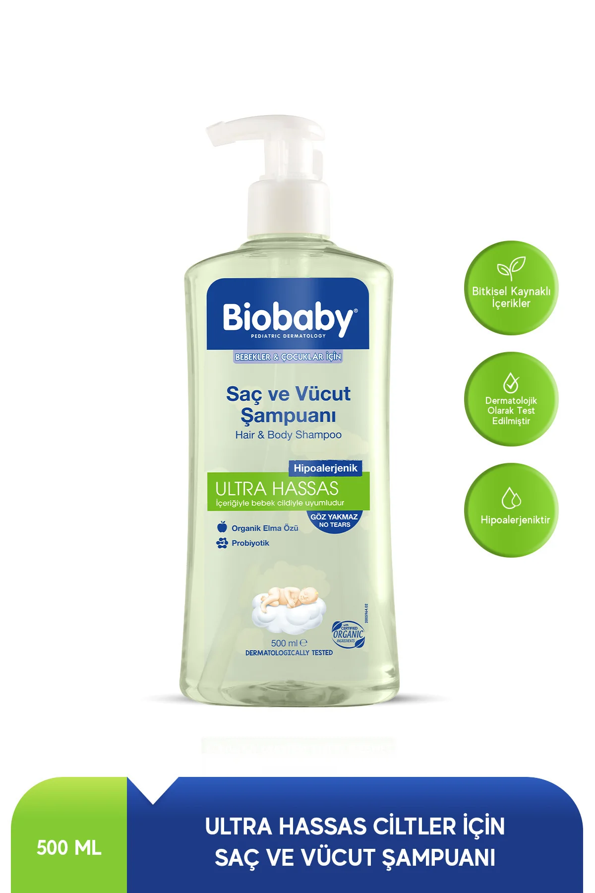 Ultra Hassas Saç ve Vücut Bebek Şampuanı 500 ml - Organik Elma Suyu ve Prebiyotik İçerikli Ultra Hassas Saç ve Vücut Bebek Şampuanı 500 ml - Organik Elma Suyu ve Prebiyotik İçerikli