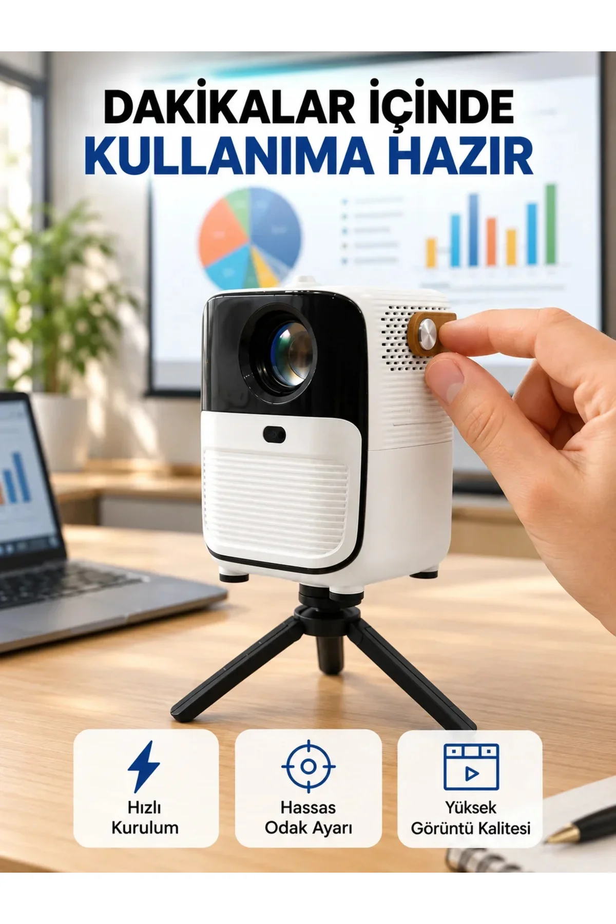 Ultra HD Çözünürlüklü Taşınabilir Projektör – 1920x1080 Piksel Görüntü Kalitesi Yeni Nesil