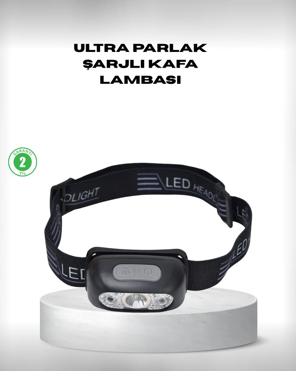 Ultra Parlak 4 Modlu Şarjlı Kafa Lambası - Gece Balıkçılığı ve Kamp İçin Güvenilir Aydınlatma