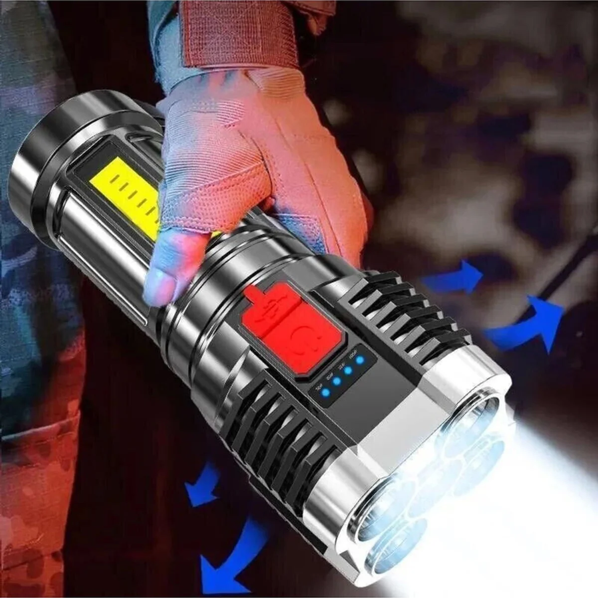Ultra Parlak El Feneri Usb Şarj 4 Led+yan Cob Led Taktik Günlük Hayat Kamp Avcılık El Feneri Lisinya Diğer Ultra Parlak El Feneri Usb Şarj 4 Led+yan Cob Led Taktik Günlük Hayat Kamp Avcılık El Feneri Lisinya Diğer
