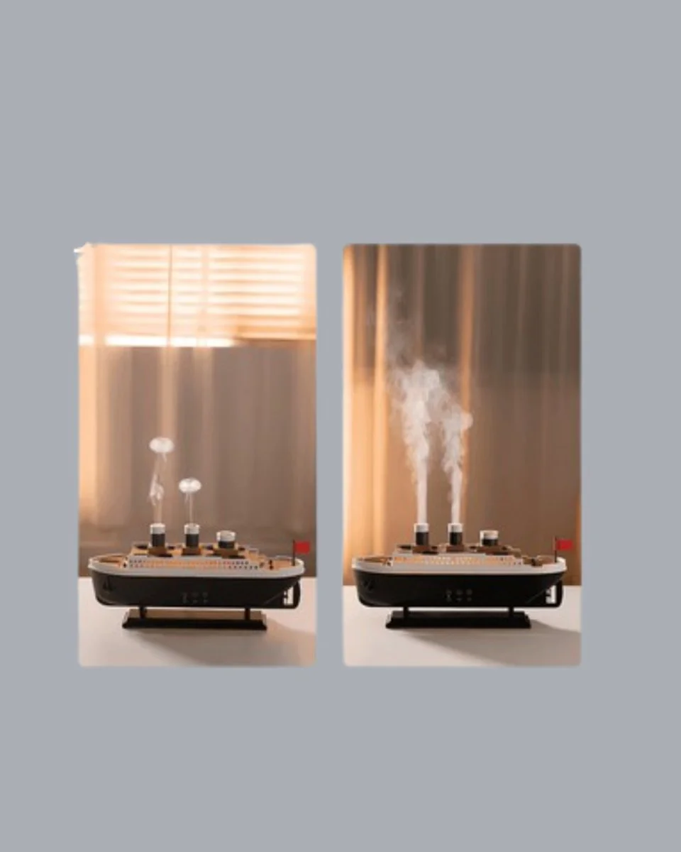 Ultra Sessiz Titanik Gemi LED Aroma Difüzörü ve Nemlendirici - Oda Dekorasyonu ve Nemlendirme Çözümü