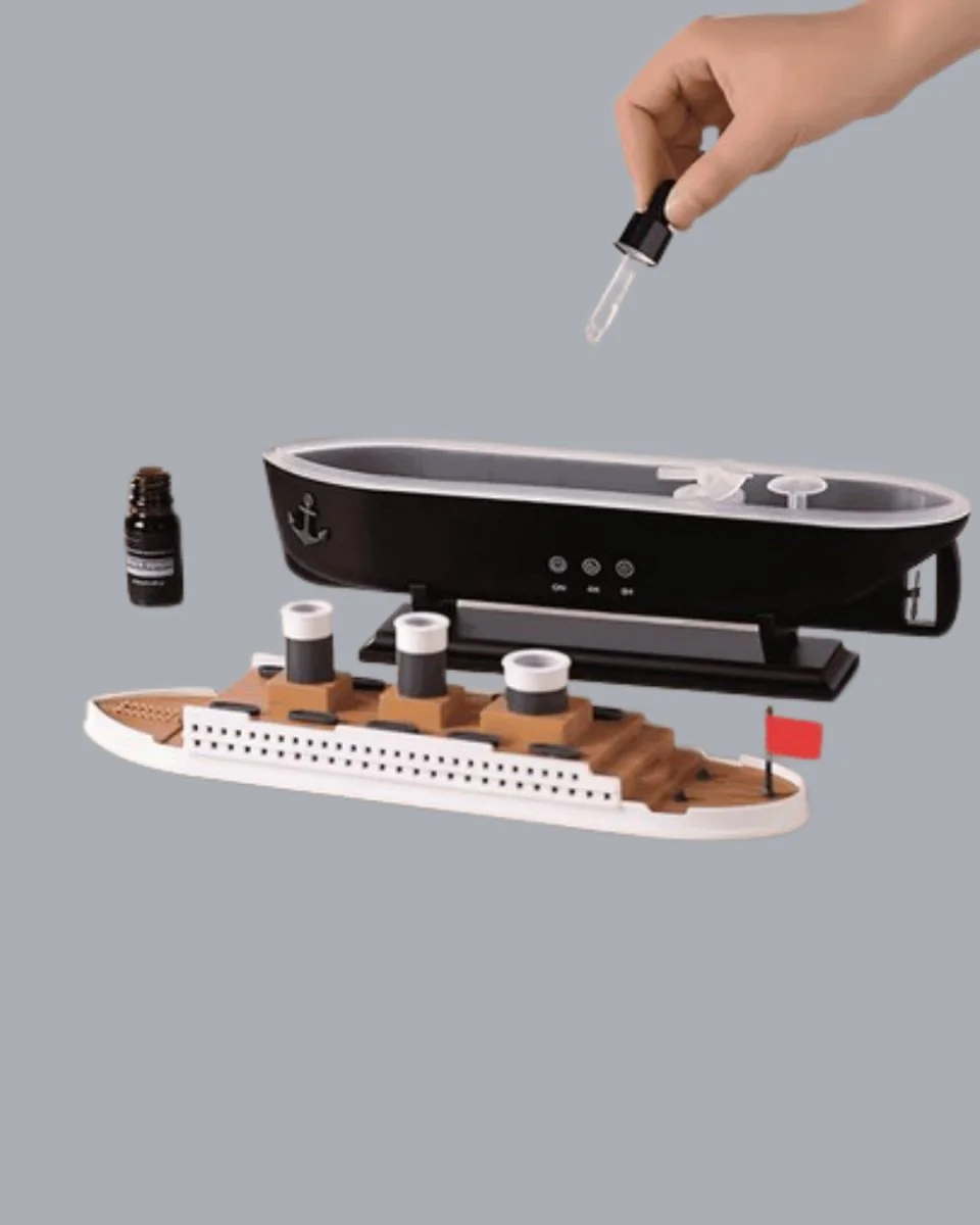 Ultra Sessiz Titanik Gemi LED Aroma Difüzörü ve Nemlendirici - Oda Dekorasyonu ve Nemlendirme Çözümü