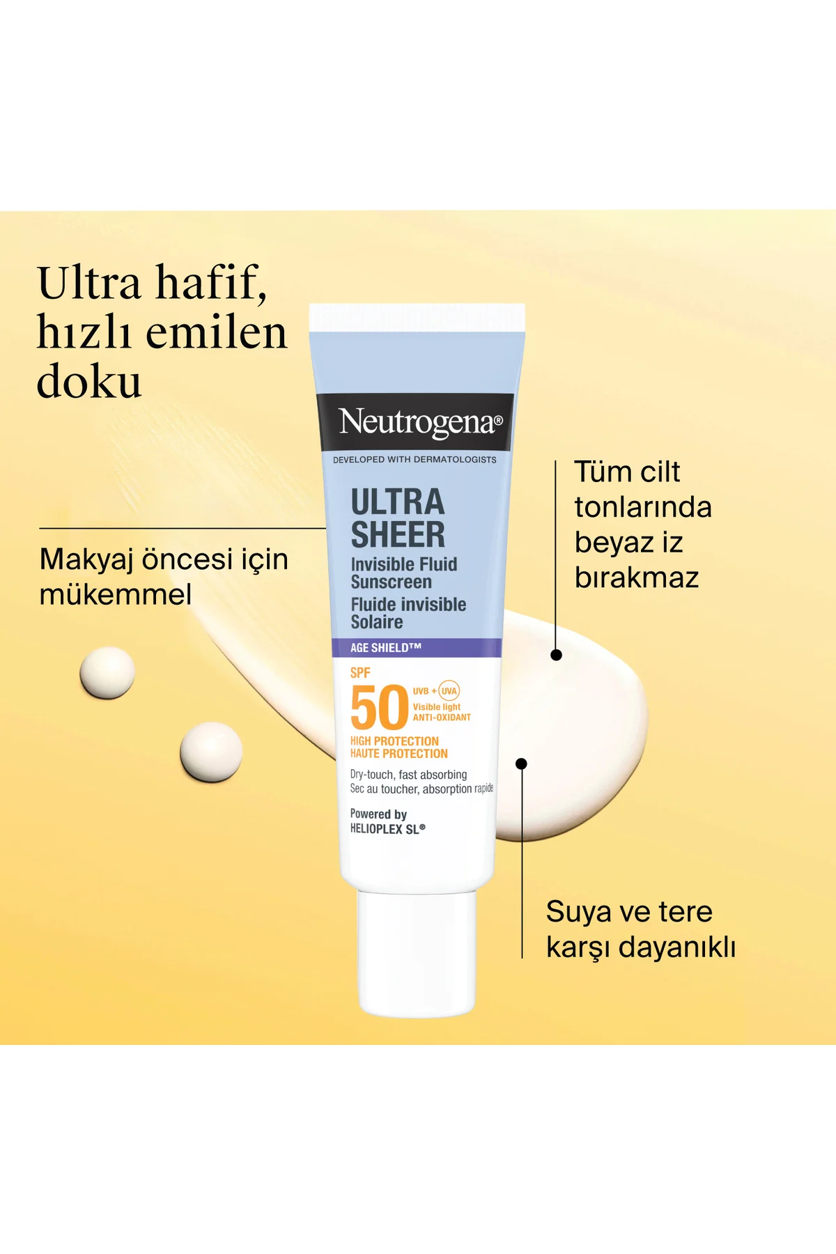 Ultra Sheer Age Shield Fluid SPF50 Yüz Güneş Koruyucu, 50 ml