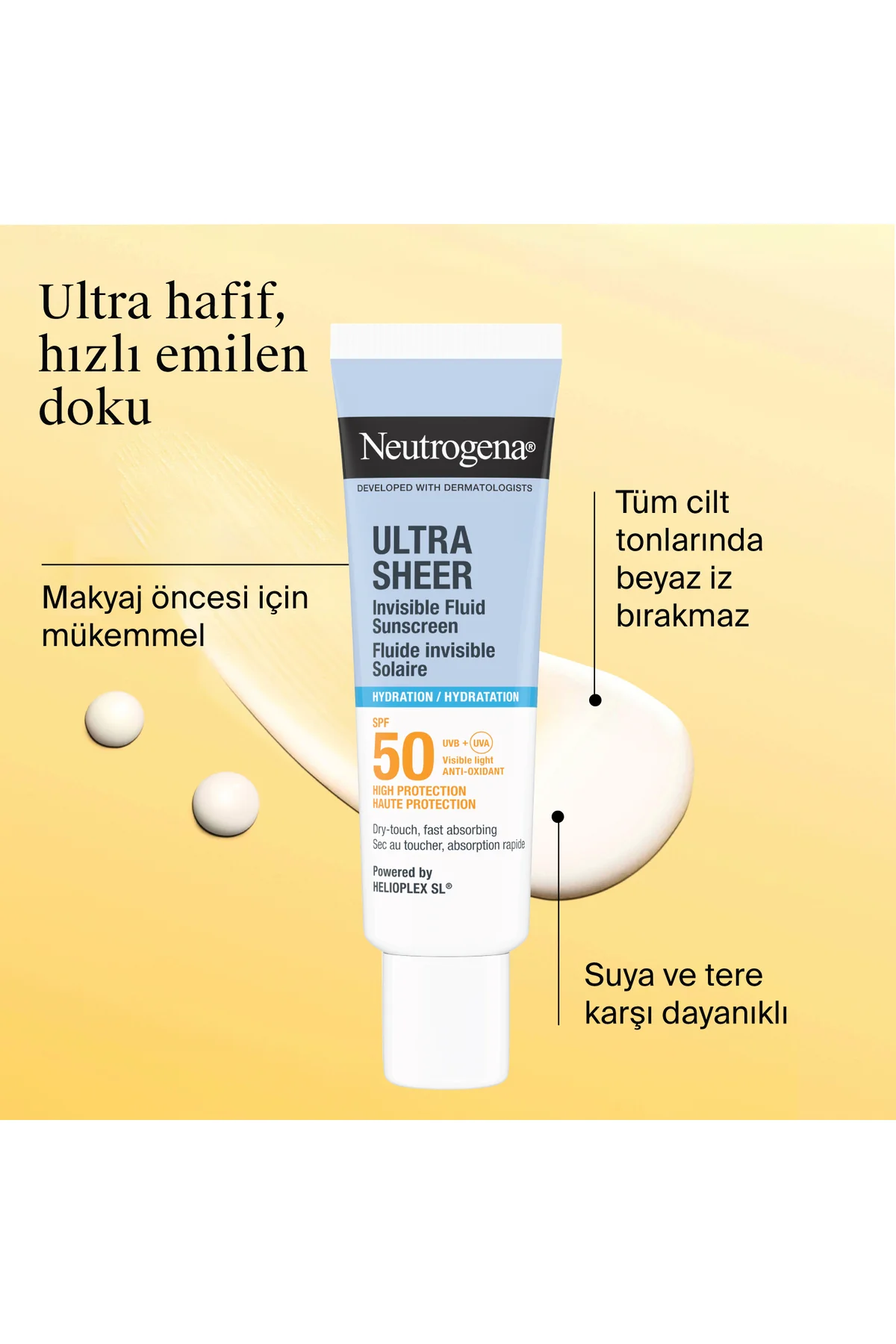 Ultra Sheer Hydrating Fluid SPF50 Yüz Güneş Koruyucu, 50 ml