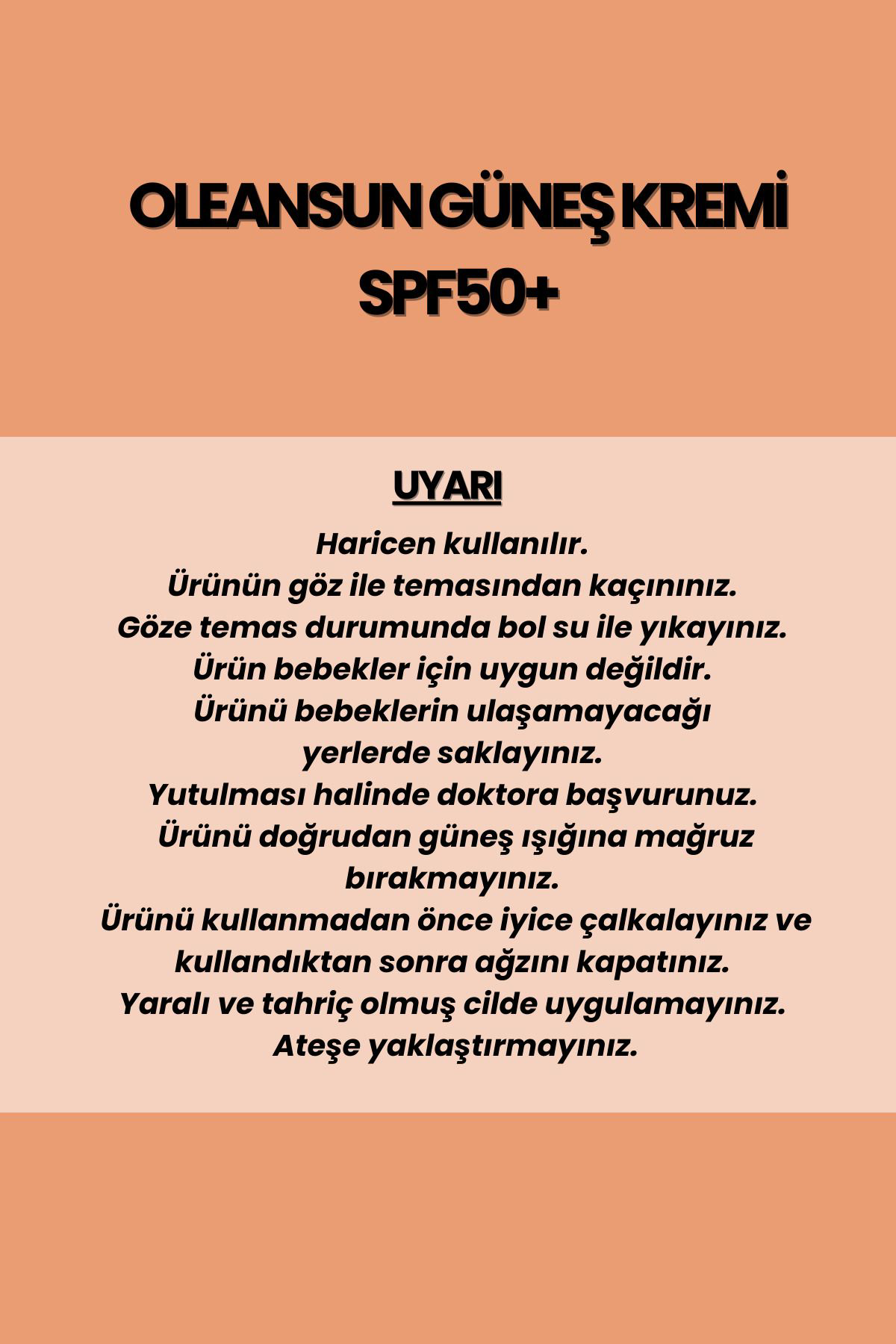 Oleansun Ultra Yüksek Korumalı Güneş Kremi 50 Spf El & Yüz & Vücut 50 Ml
