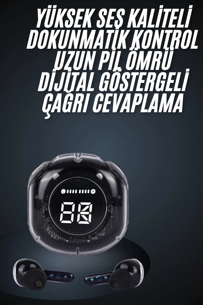 Ultrapods LED Göstergeli ANC Destekli Bluetooth 5.3 Oyuncu Kulaklığı - Kesintisiz Kablosuz Ses