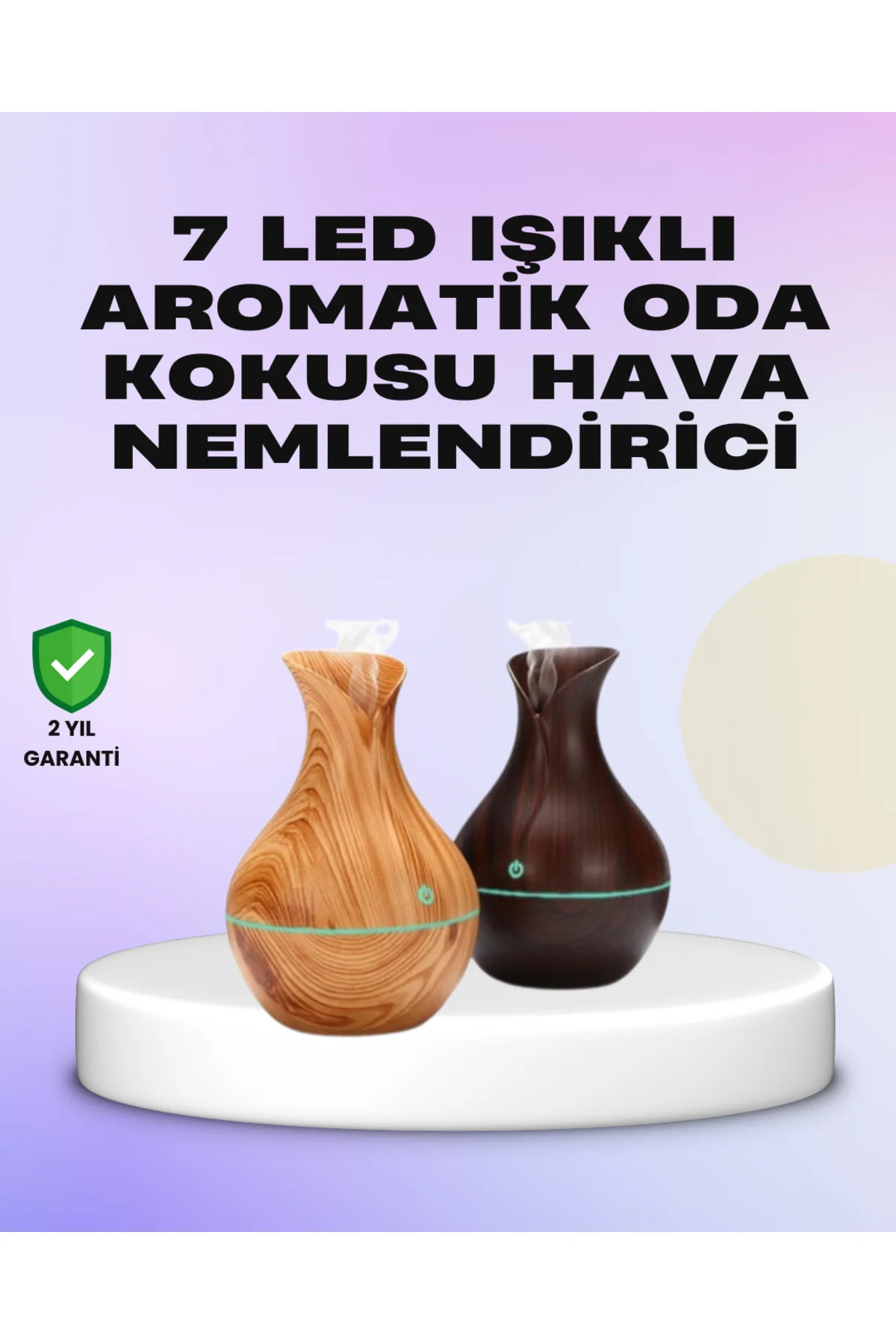 Ultrasonik Ahşap Desenli 130ml Aromaterapi Difüzör ve Hava Nemlendirici