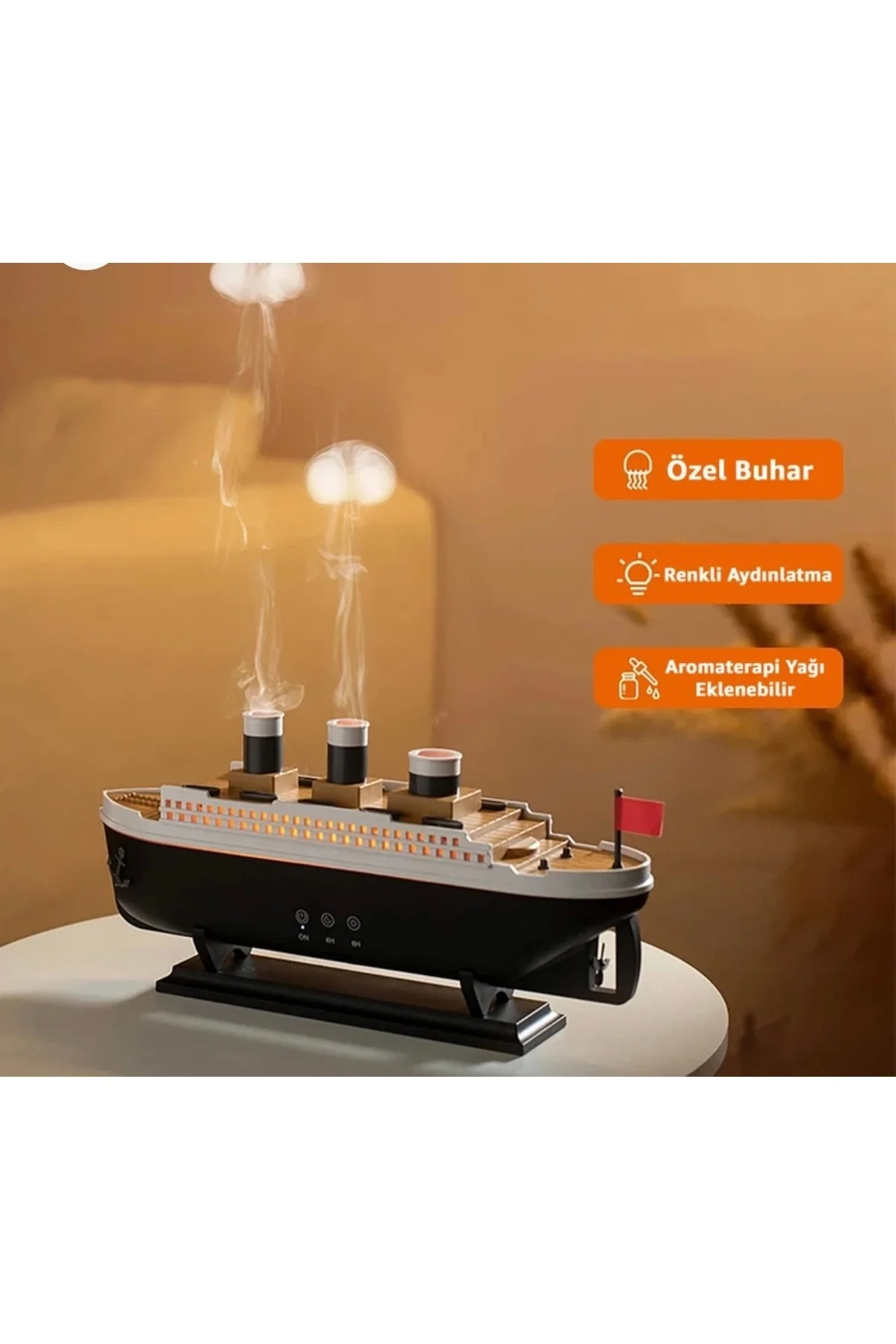 Ultrasonik hava nemlendirici ahşap desenli siyah 250 ml kumandalı aroma difüzörü 2 yıl garantili