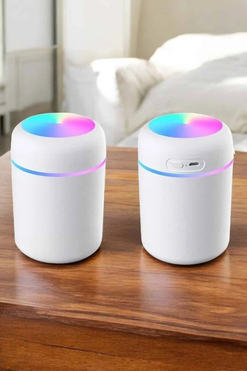 Ultrasonik Mini Hava Nemlendirici ve Temizleyici - Aromaterapi, USB Güç, LED Işık