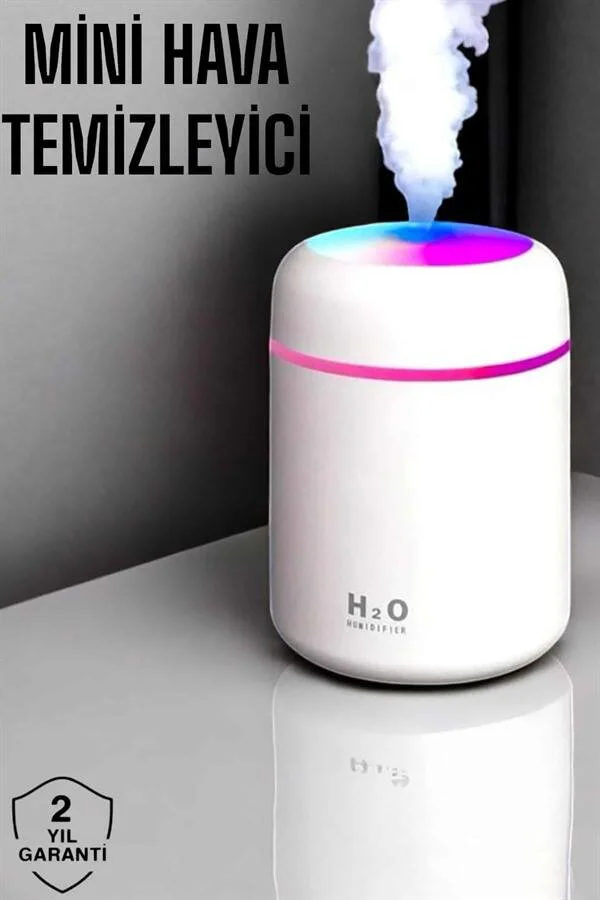 Ultrasonik Mini Hava Nemlendirici ve Temizleyici - Aromaterapi, LED Işık ve USB Güç