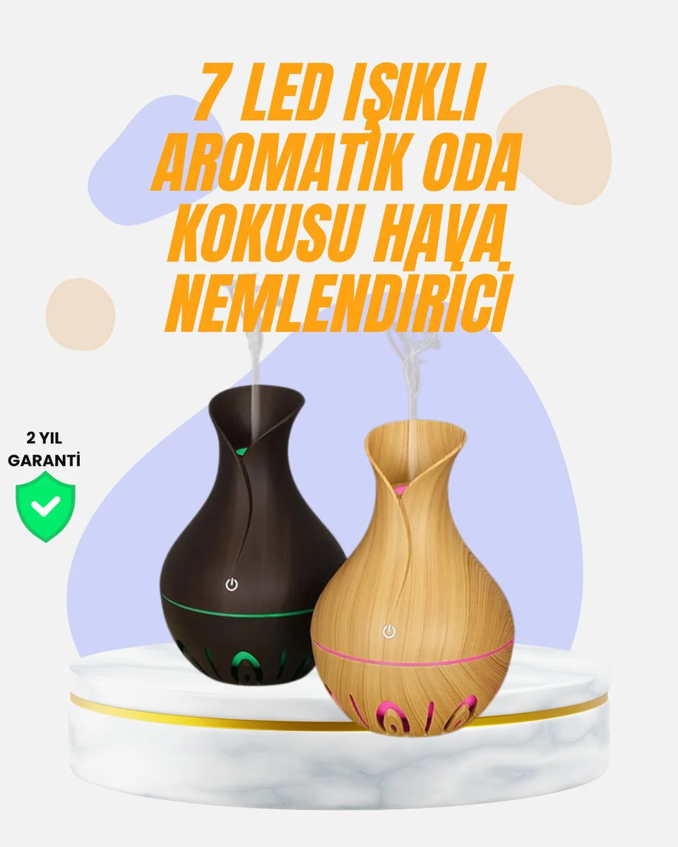 Ultrasonik Oda Nemlendirici ve Uçucu Yağ Difüzörü 130ml LED Işıklı - Ev ve Ofis İçin Huzur Atmosferi