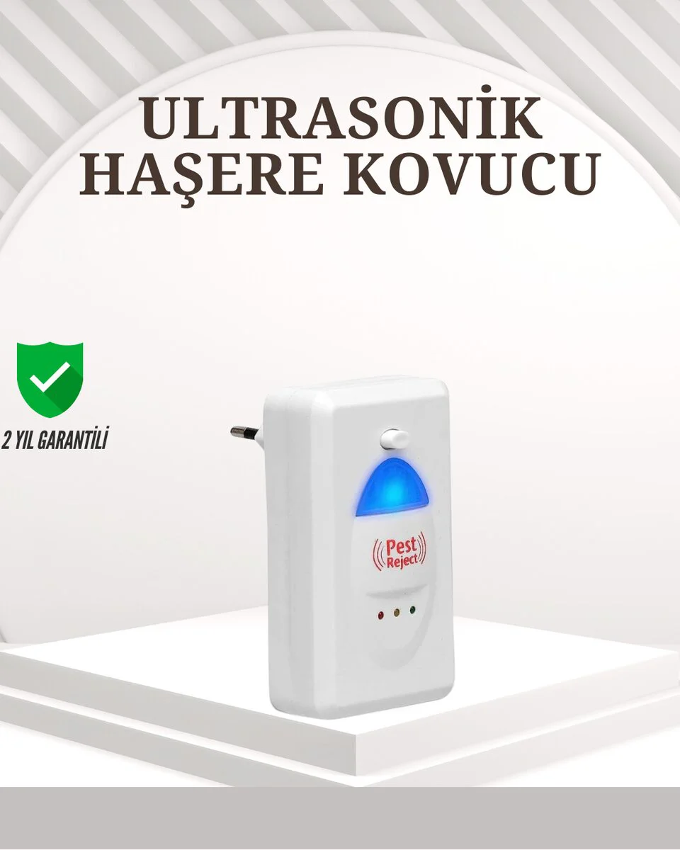 Ultrasonik Teknolojili Elektronik Haşere Kovucu - Kimyasalsız, Sessiz ve 120-150m² Kapsama Alanı