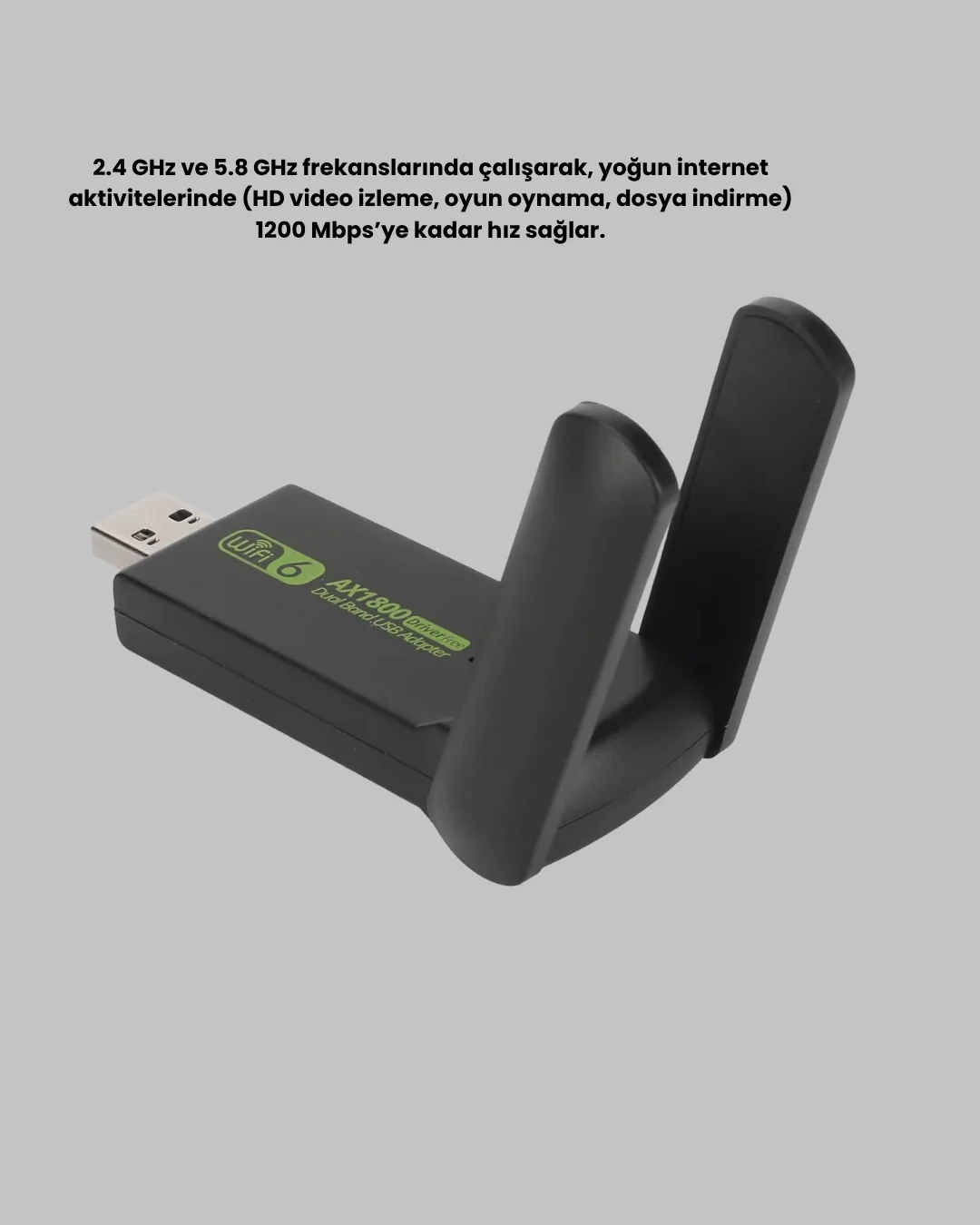 Ultratekno Dual Band WiFi Adaptör – 1200 Mbps, USB 3.0, Çift Antenli, Geniş Kapsama Alanı ve Yüksek Hız