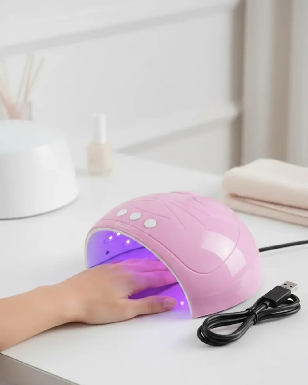 Ultraviyole Işıklı 15 Ledli 45W Oje Kurutucu Makine Pembe