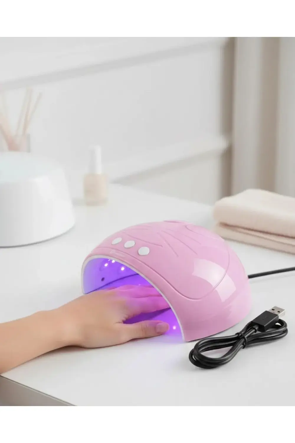 Ultraviyole Işıklı 15 Ledli 45w Oje Kurutucu Makine Pembe