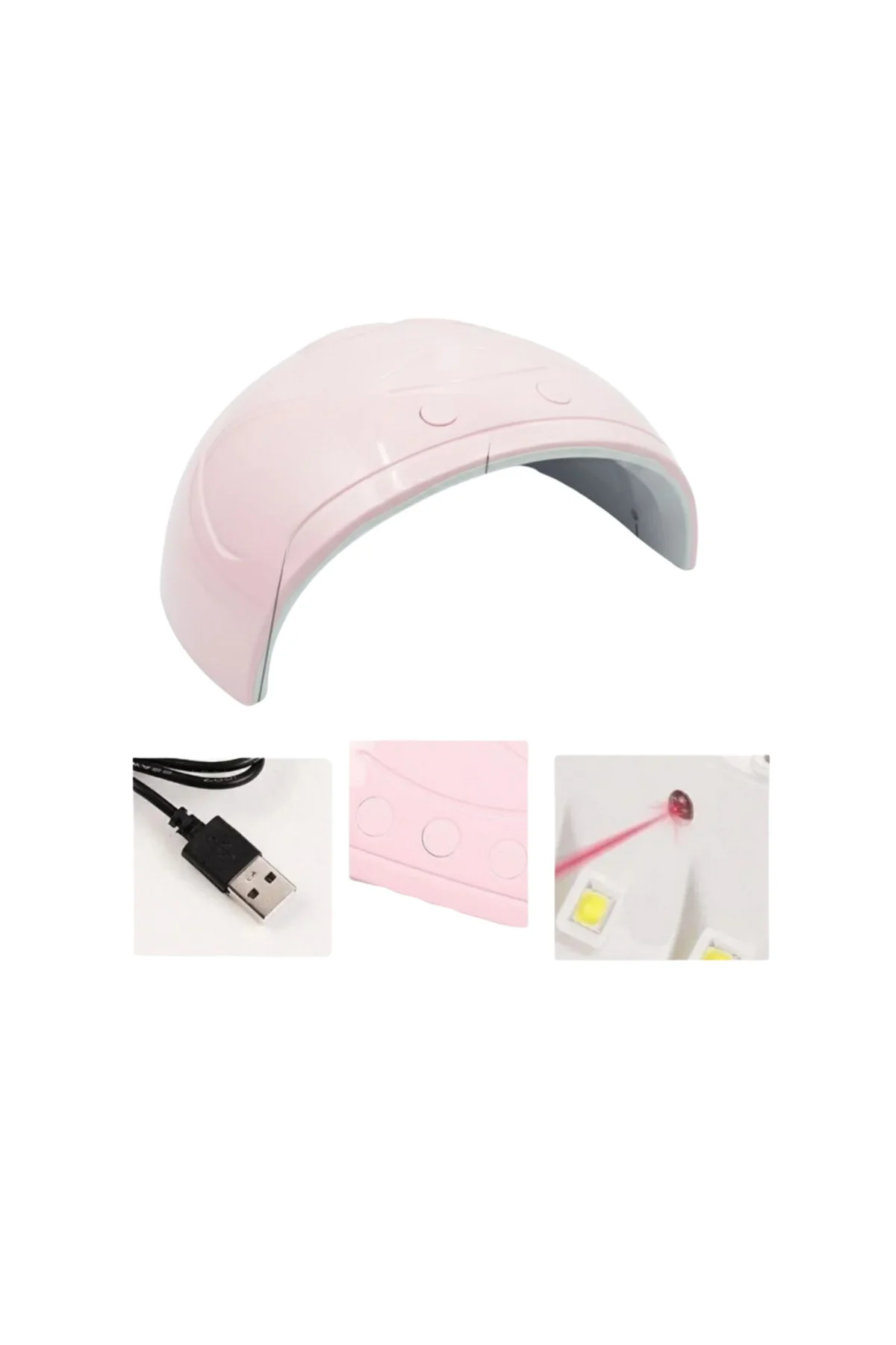 Ultraviyole Işıklı 15 Ledli 45W Oje Kurutucu Makine Pembe - Lisin