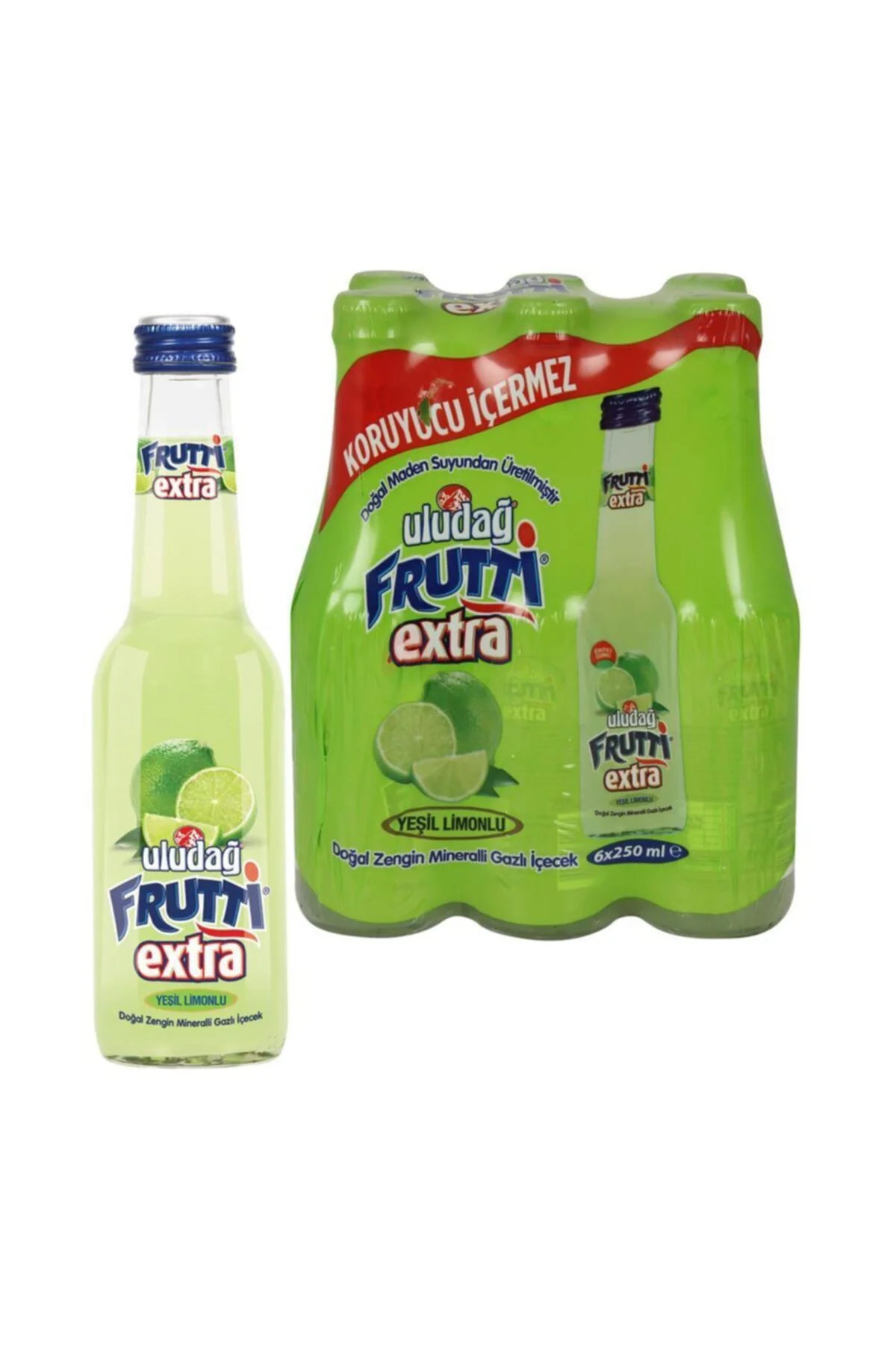 ULUDAĞFrutti Extra Yeşil Limonlu Şişe 250 ml 6'lı