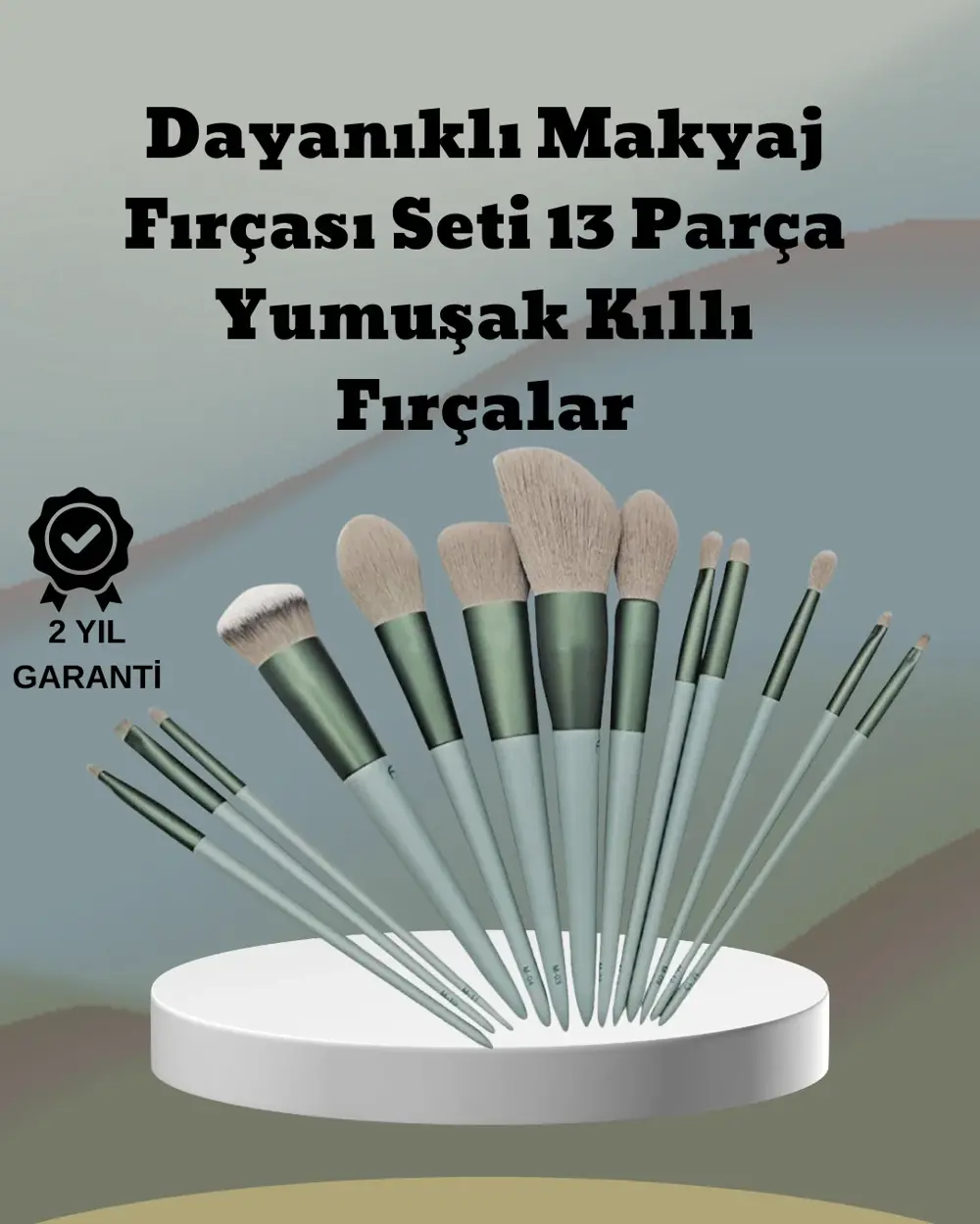 umuşak Kıllı Estetik Tasarımlı 13'lü Makyaj Fırçası Seti Günlük v