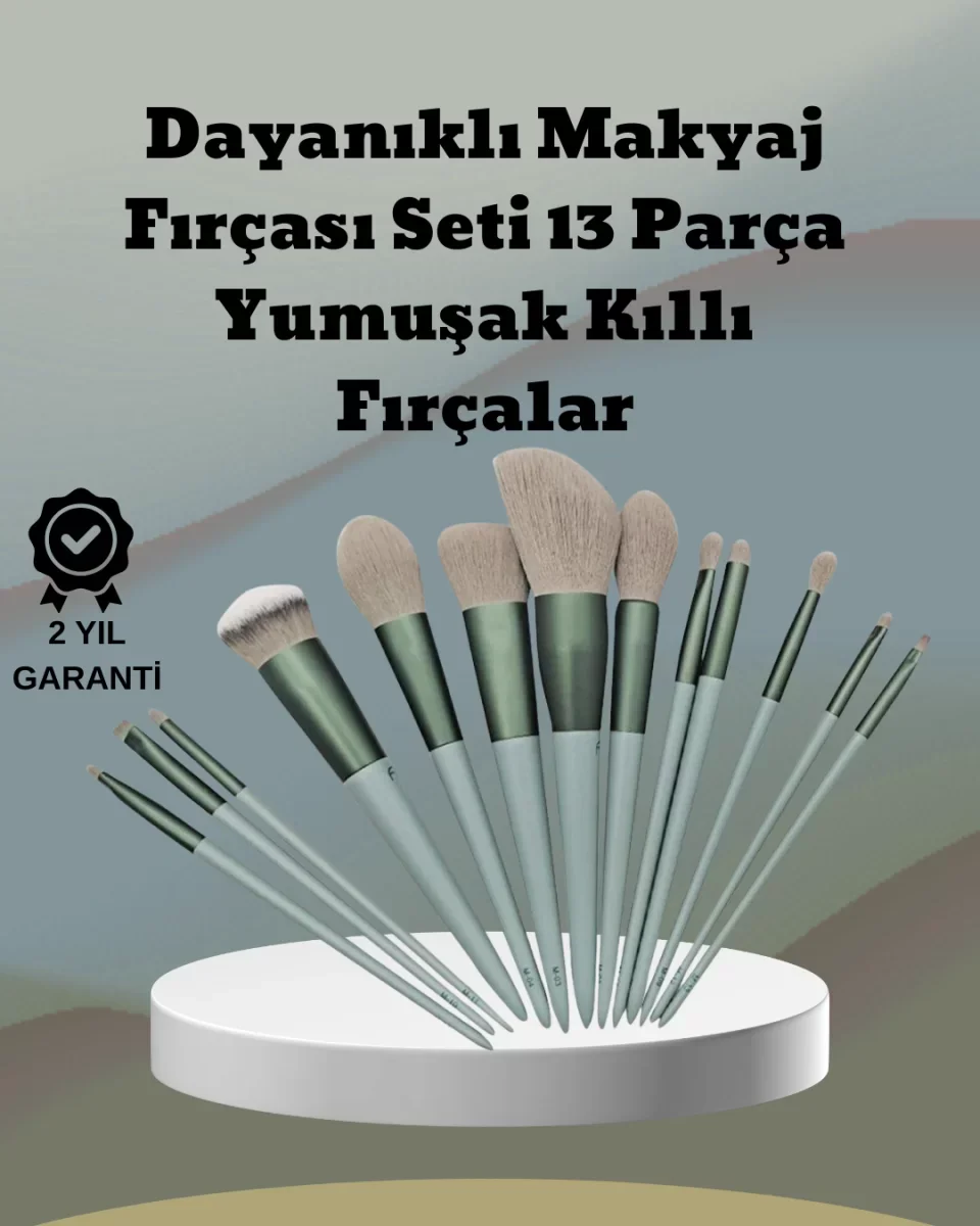 umuşak Kıllı Estetik Tasarımlı 13'lü Makyaj Fırçası Seti Günlük v