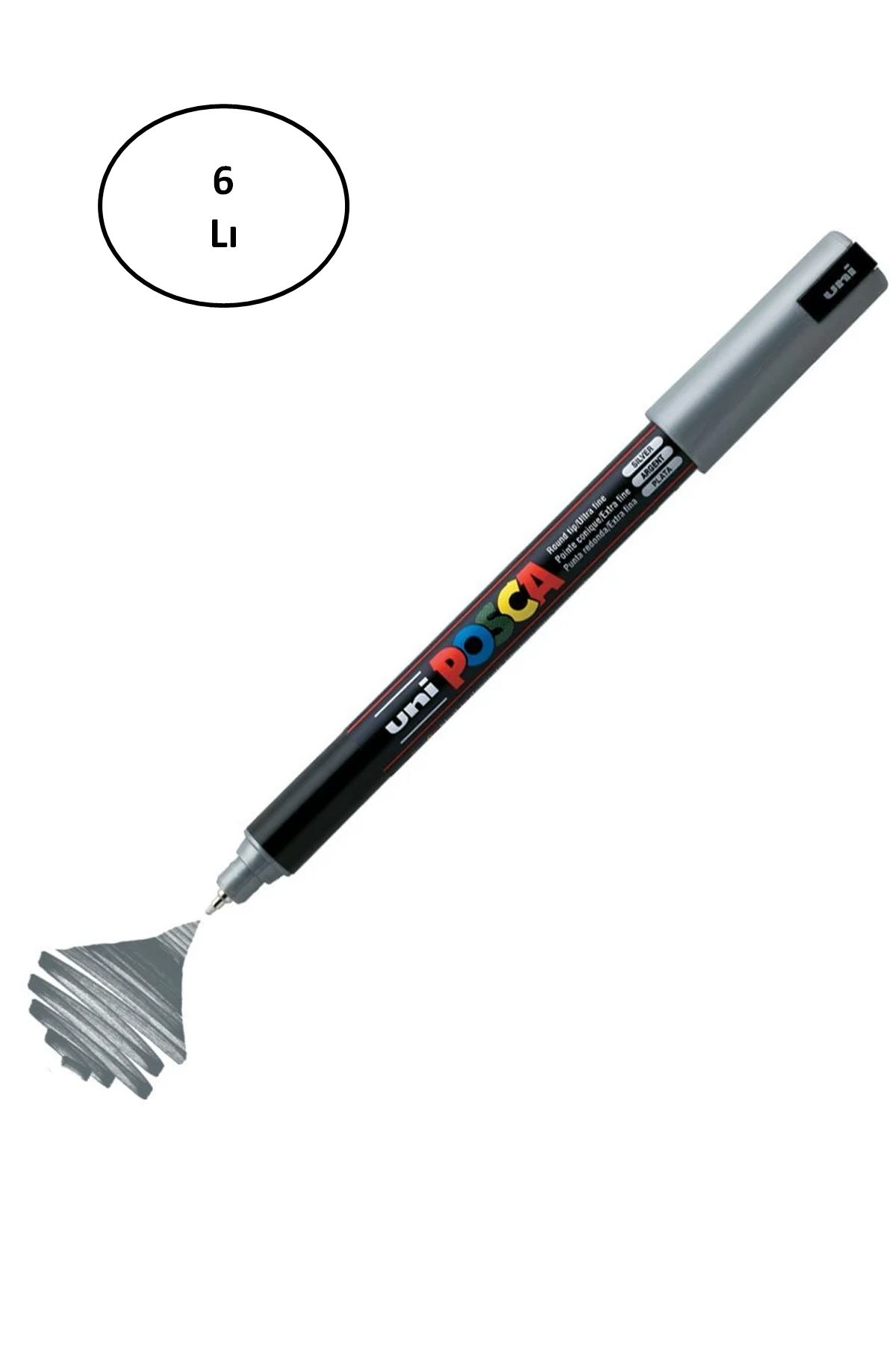 Just Cheap Store Uni Posca Pc-1M Boyama Markörü 0.7 Mm Metalik Gümüş 10'Lu