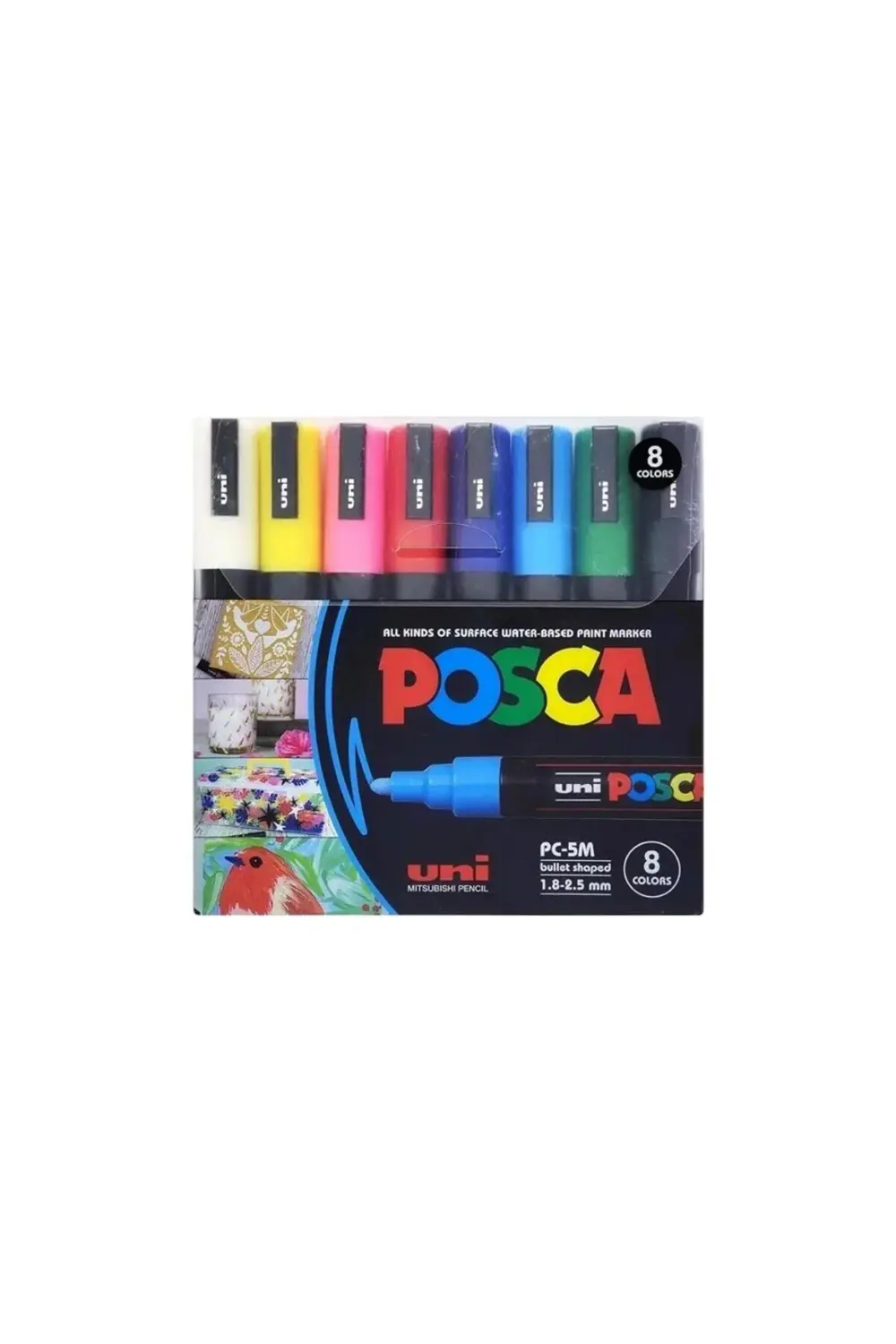 UNİ POSTER MARKÖRÜ POSCA SET PC-5M/8C ANA RENK 8 Lİ