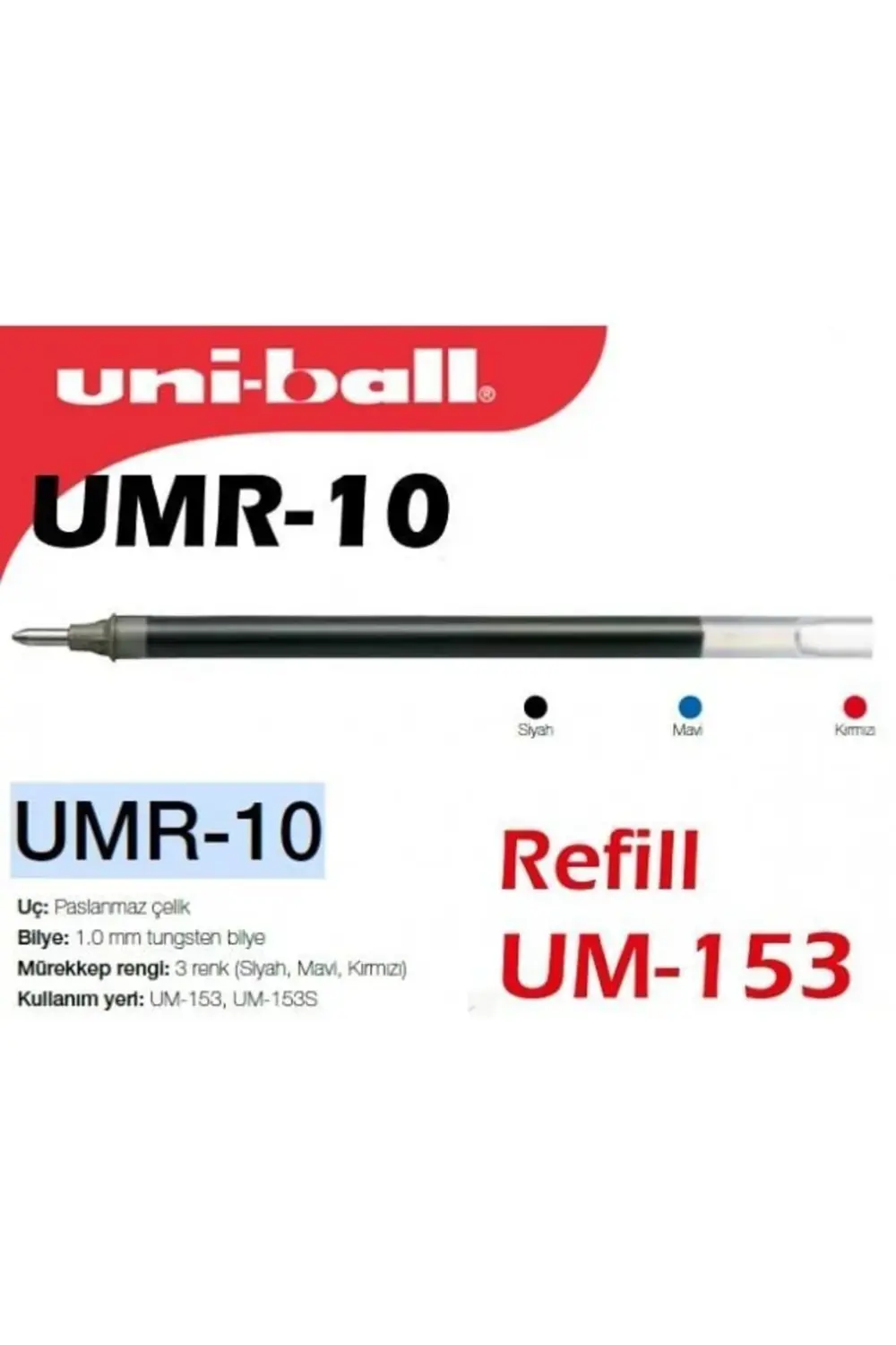 Uniball Signo Broad Um-153 Imza Kalemi Yedeği Mavi 12 Adet(umr-10