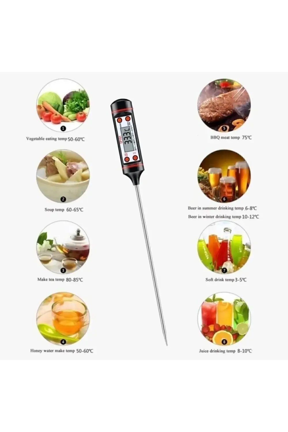 Unichrome Termometre Dijital Çubuk Saplamalı Gıda Için Labaratuva