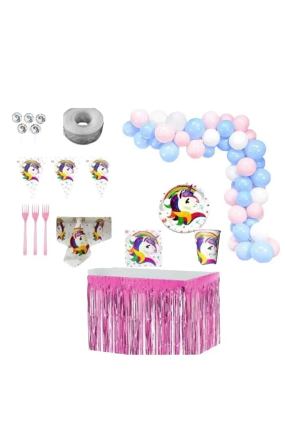 Parti Kırtasiye Unicorn 16 Kişilik Lüks Hazır Doğum Günü Seti