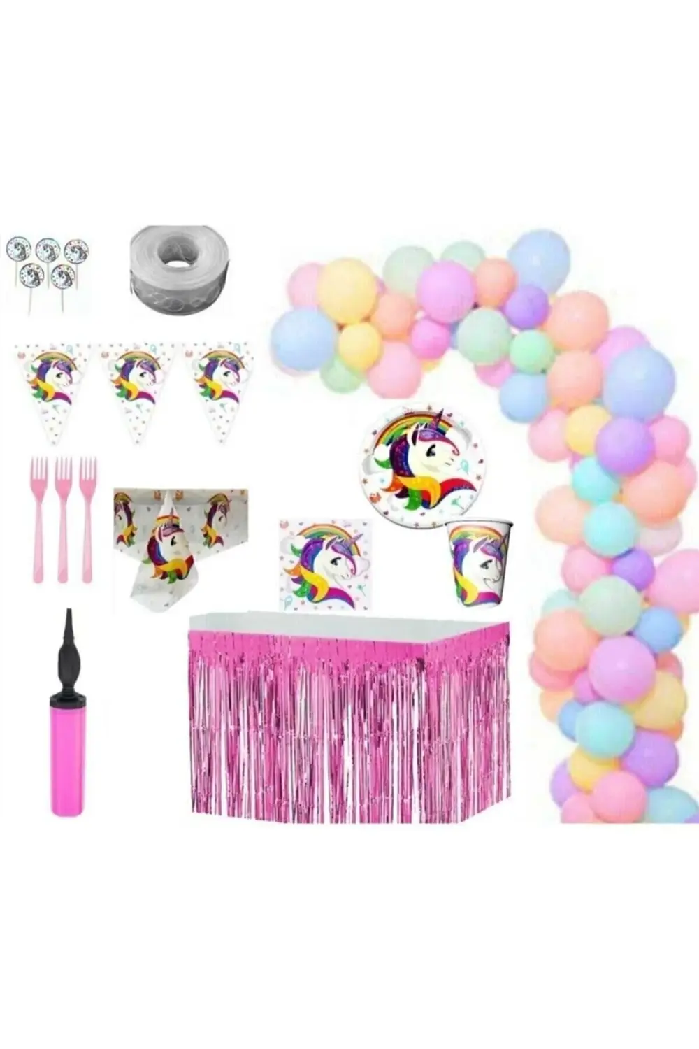Parti Kırtasiye Unıcorn 16 Kişilik Lüks Hazır Doğum Günü Seti