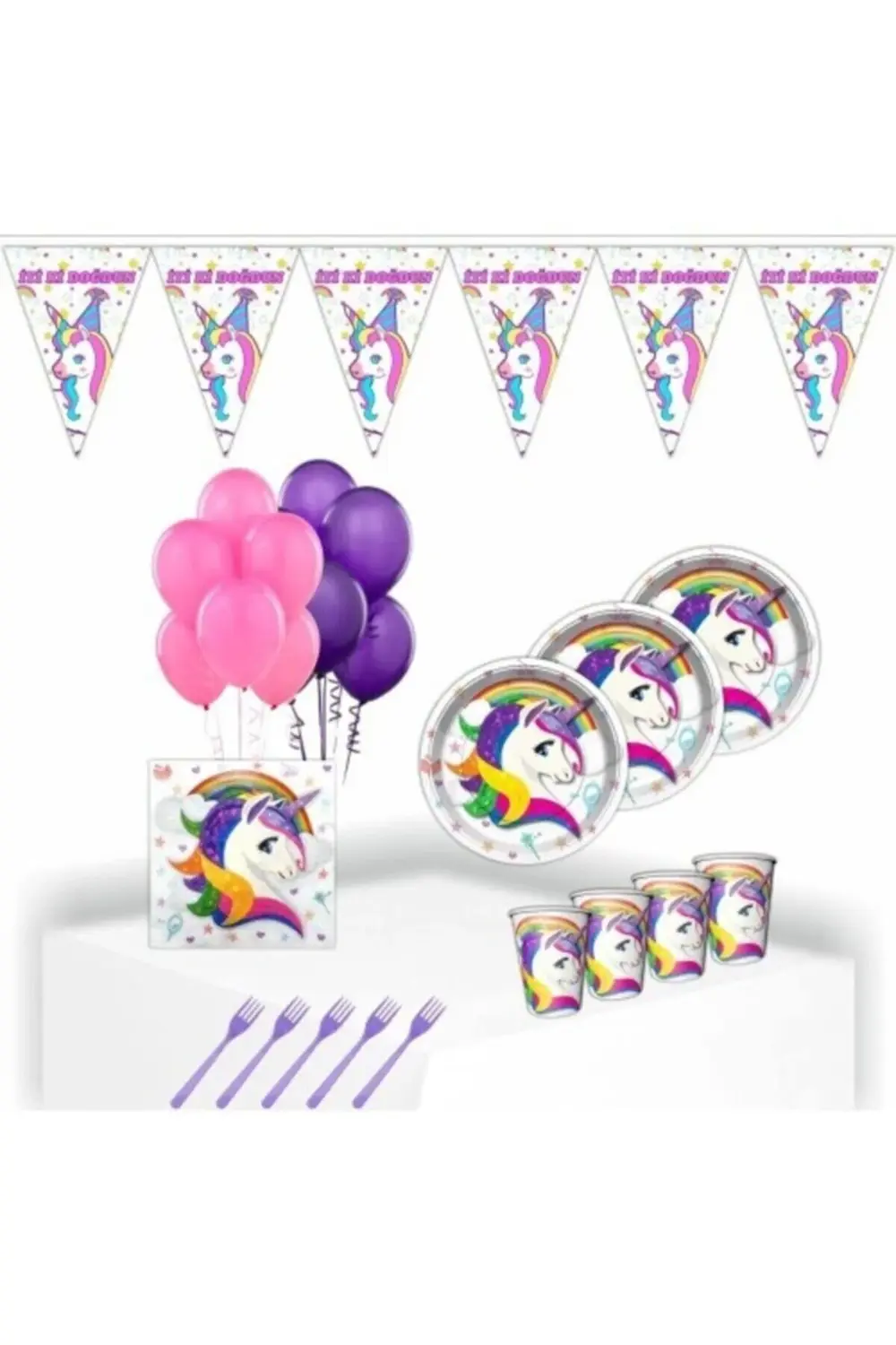 Parti Kırtasiye Unicorn 8 Kişilik Doğum Günü Seti