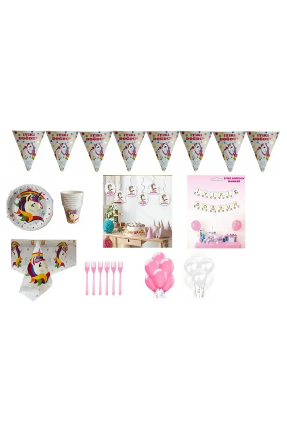 Unicorn 8 Kişilik Doğum Günü Seti