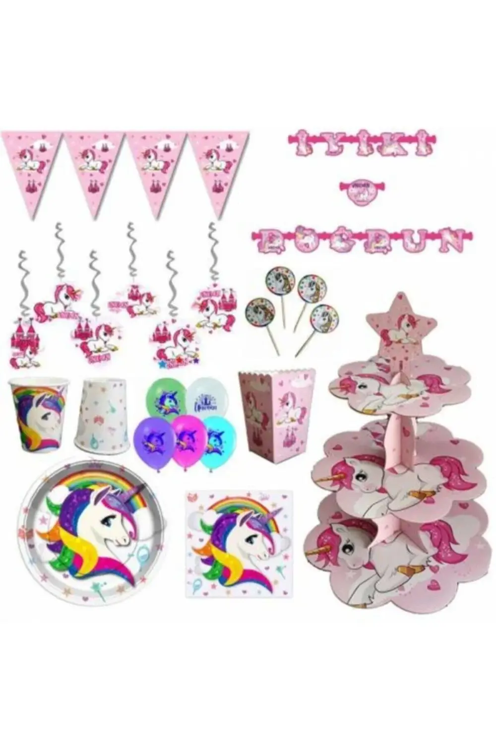 Unicorn 8 Kişilik Unicorn Doğum Günü Seti 90 Parça