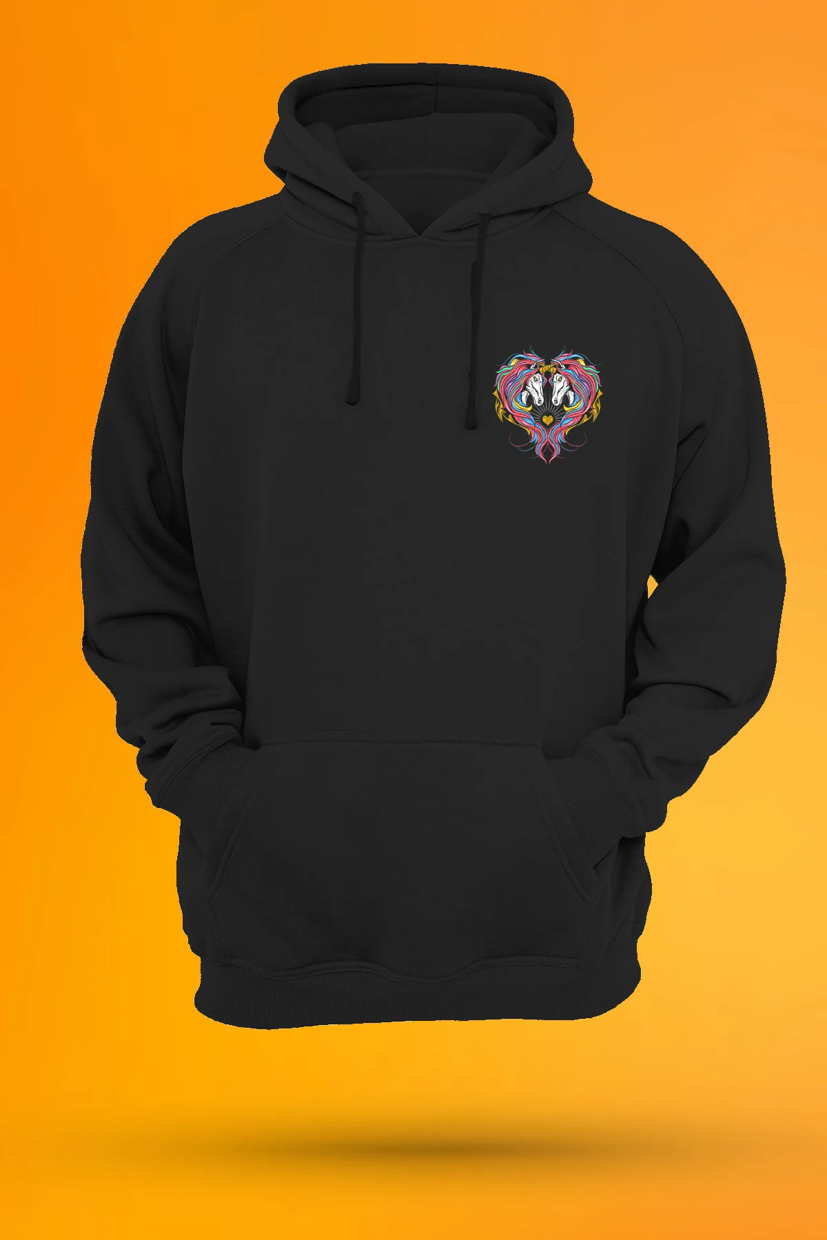 Unicorn Baskılı Fermuarsız Kapüşonlu Sweatshirt