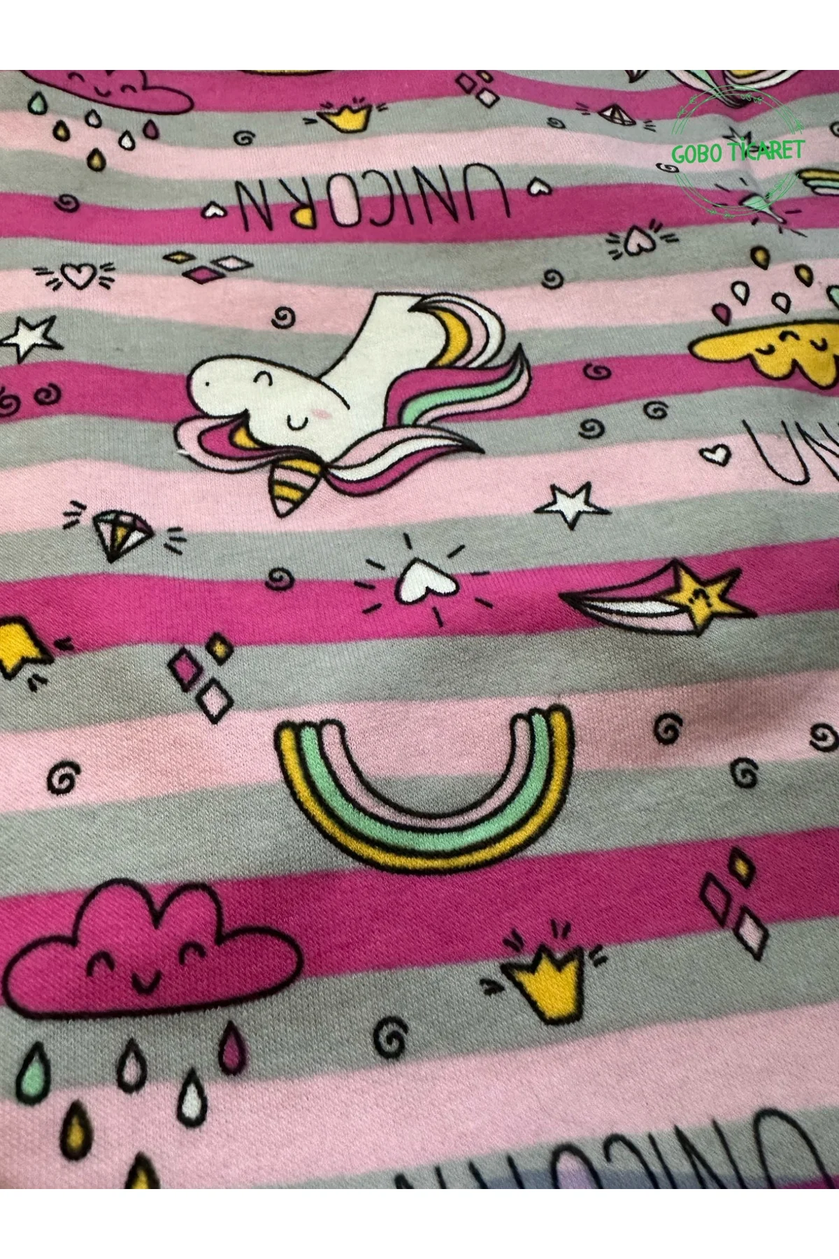 Unicorn Desenli Çizgili Pembe Kedi Köpek Kıyafeti Elbisesi Pembe 