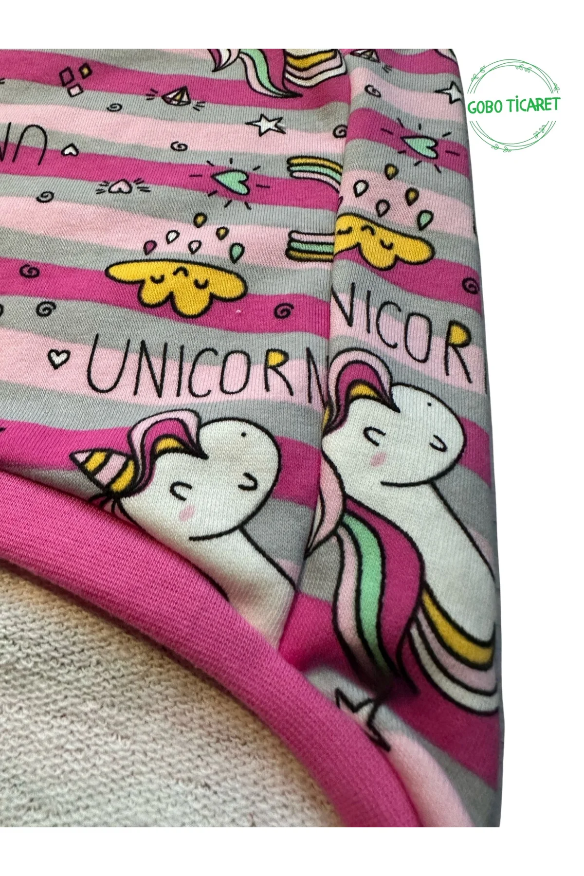 Unicorn Desenli Çizgili Pembe Kedi Köpek Kıyafeti Elbisesi Pembe 